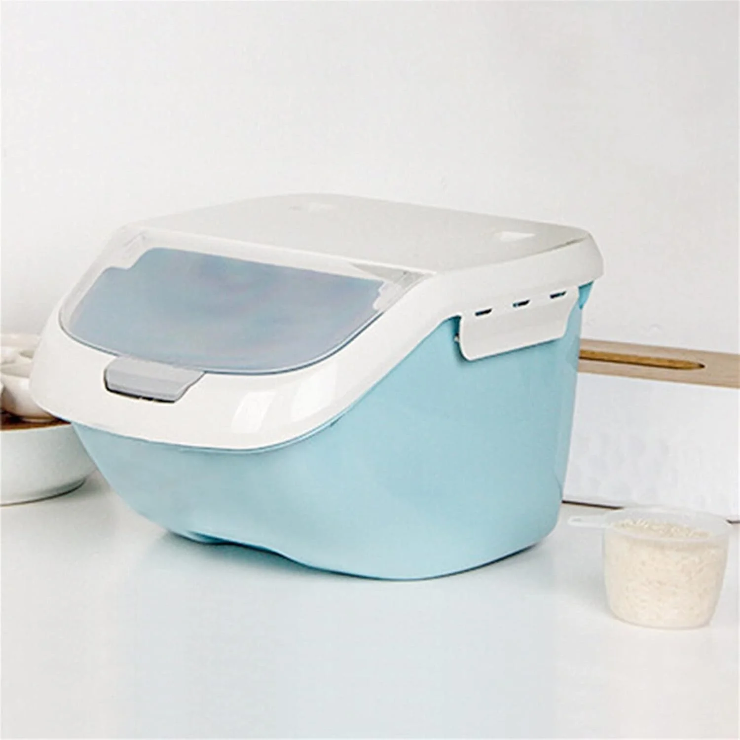 ظرف نگهداری برنج LFYNB، جعبه نگهداری برنج، پخش کننده غلات و حبوبات، ظرف سازمان دهنده مواد غذایی با درب چرخشی، سطل برنج مهر و موم شده برای نگهداری در آشپزخانه (رنگ: D)