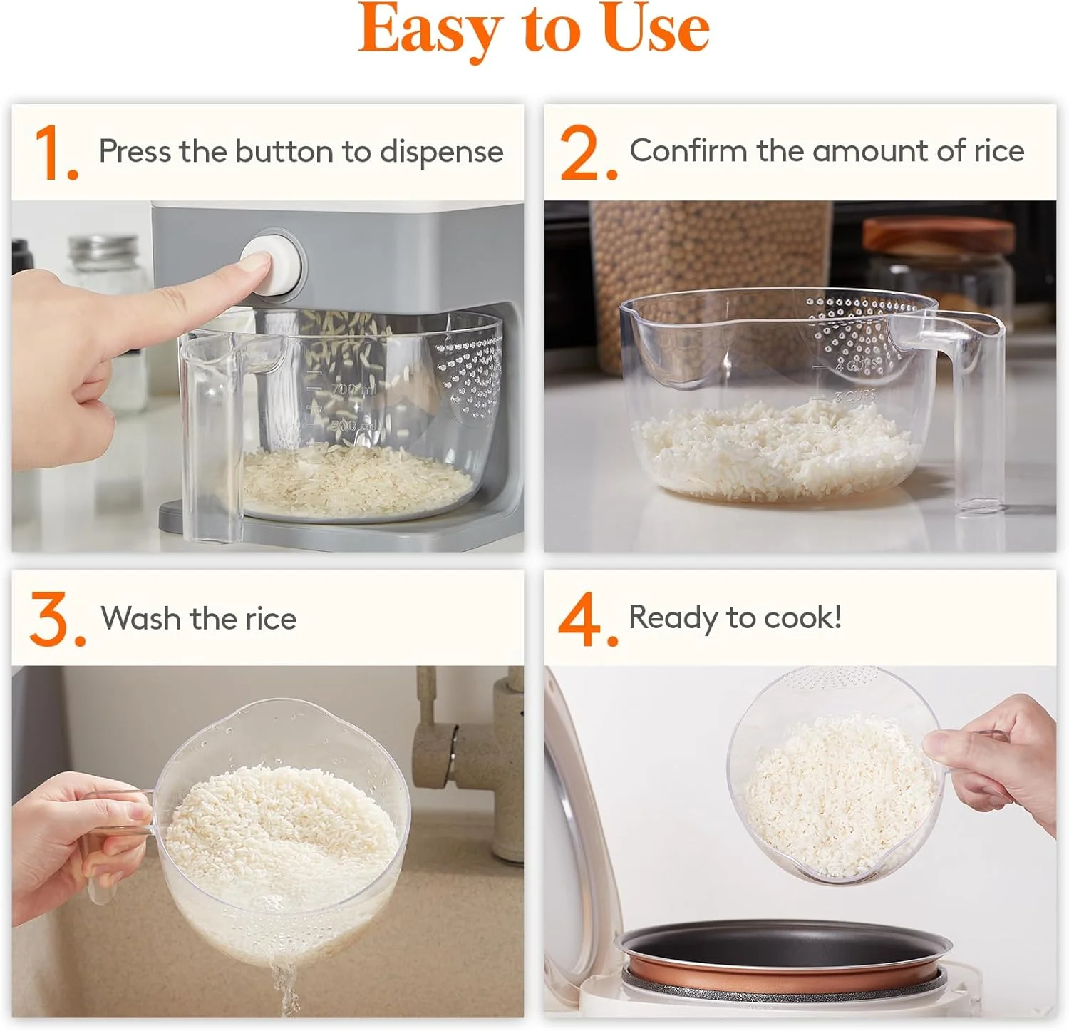 ظرف نگهداری برنج Lifewit با ظرفیت 11.3 کیلوگرم، محفظه نگهداری برنج ضد رطوبت و مهر و موم شده به همراه پیمانه اندازه گیری برای آشپزخانه و انبار مواد غذایی، فاقد BPA