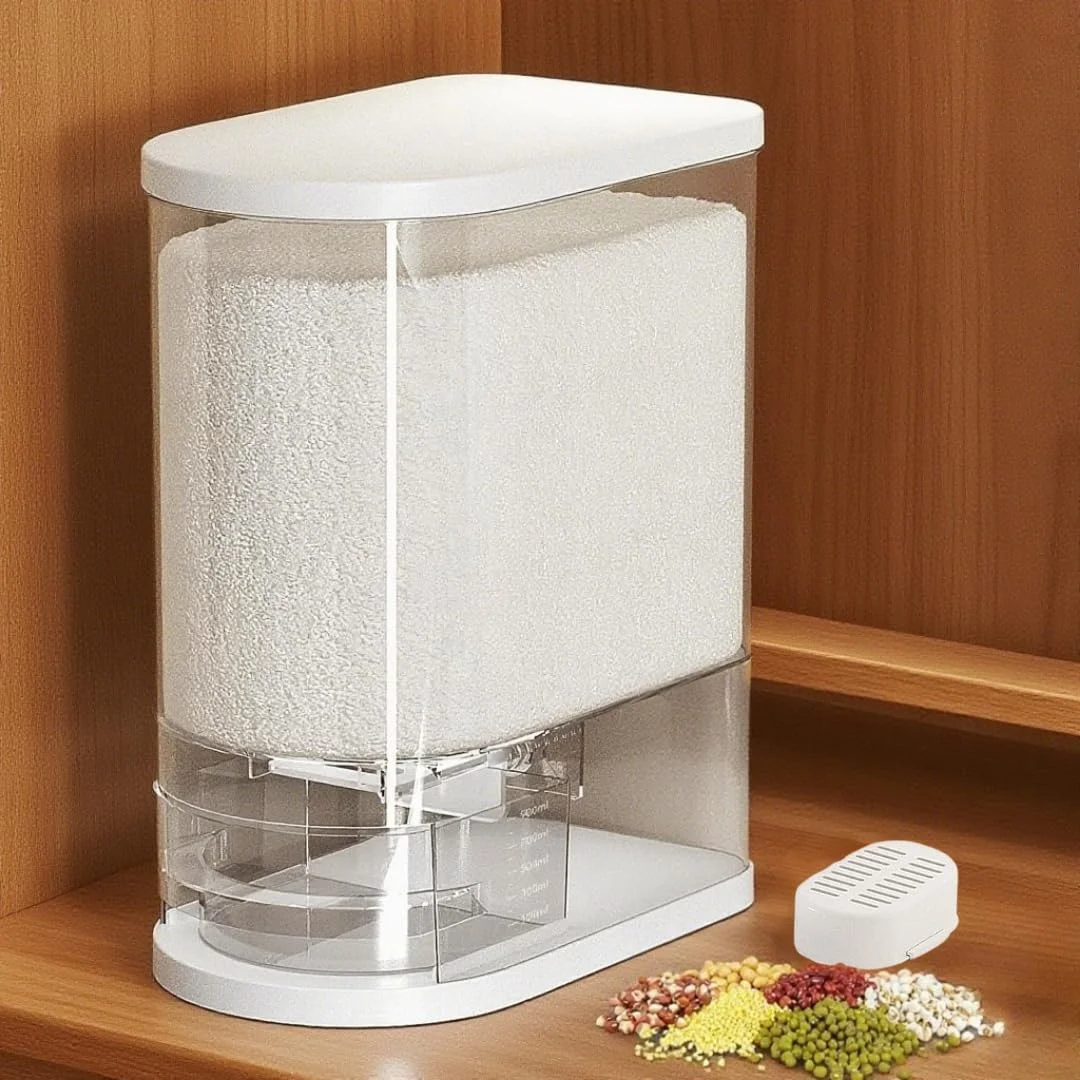 ظرف بزرگ پخش کننده برنج 10 کیلوگرمی LENND، سطل ذخیره سازی غلات و تنقلات با درب پیمانه دار، نگهدارنده ضد رطوبت خانگی آشپزخانه برای دانه سویا ظرف بزرگ پخش کننده برنج 10 کیلوگرمی LENND، سطل ذخیره سازی غلات و تنقلات با درب پیمانه دار، نگهدارنده ضد رطوبت خانگی آشپزخانه برای دانه سویا