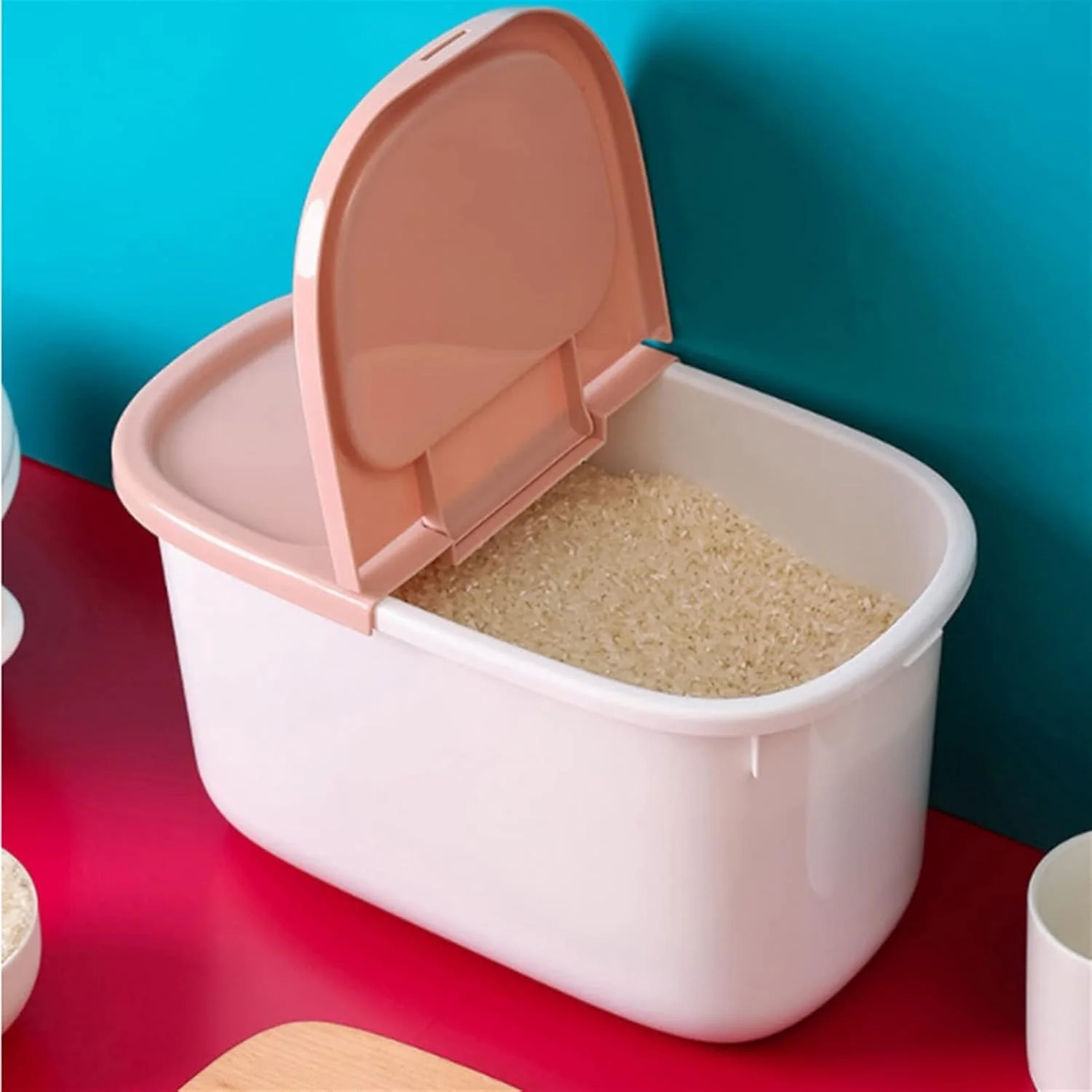 ظرف نگهداری برنج LFYNB، ظرف غذای مهر و موم شده، سطل پلاستیکی مهر و موم شده ضد رطوبت خانگی برای برنج، سطل آرد، نگهداری غلات و برنج (رنگ: خاکستری)