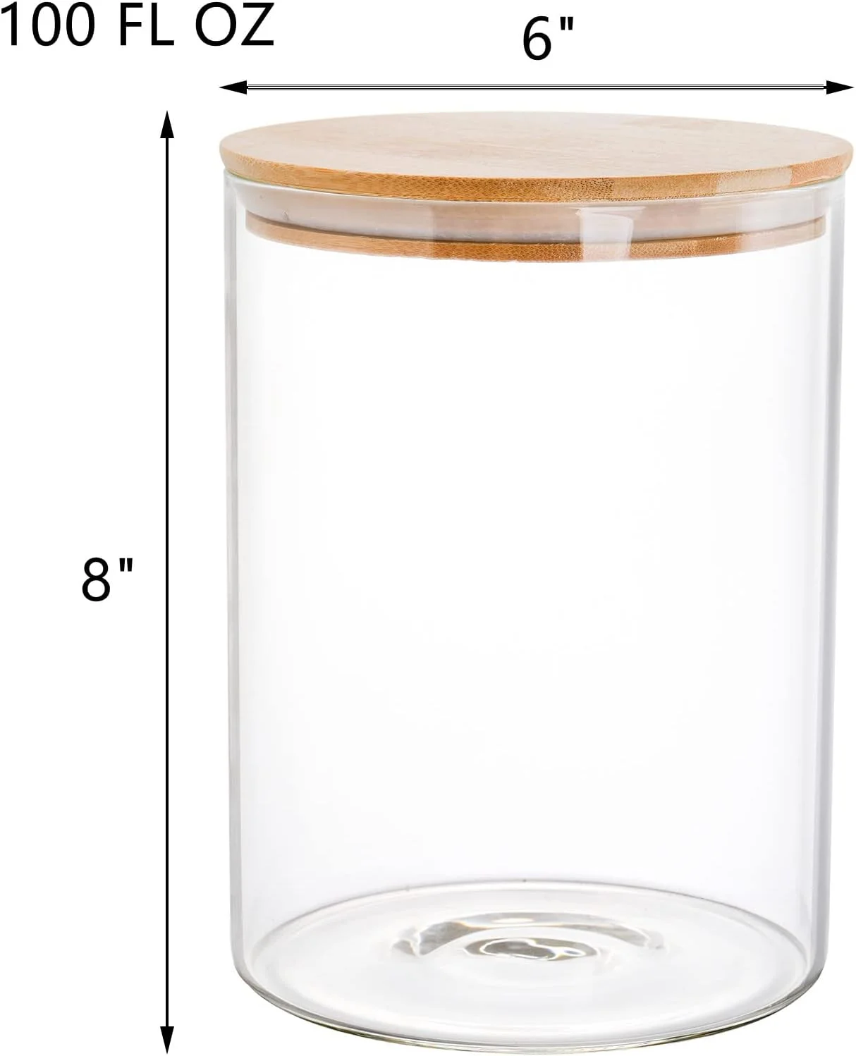 ظرف نگهداری مواد غذایی شیشه ای بزرگ Lawei - ظرف شیشه ای 3000 میلی لیتری با درب بامبو، مناسب برای نگهداری قهوه، اسپاگتی، پودر، چای، برنج و مواد غذایی خشک