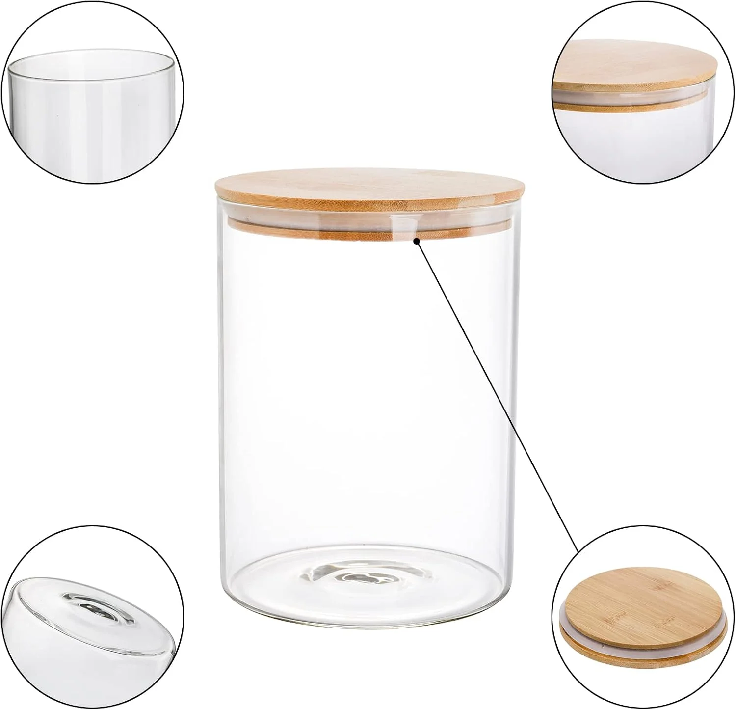 ظرف نگهداری مواد غذایی شیشه ای بزرگ Lawei - ظرف شیشه ای 3000 میلی لیتری با درب بامبو، مناسب برای نگهداری قهوه، اسپاگتی، پودر، چای، برنج و مواد غذایی خشک