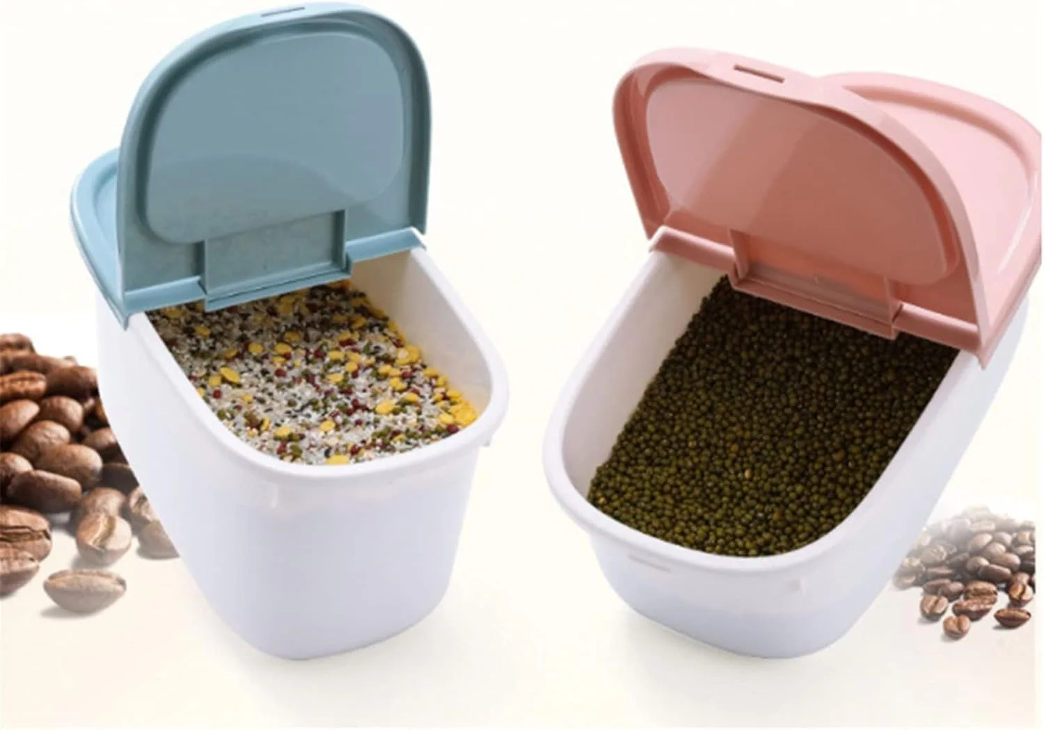 ظرف نگهداری برنج LFYNB، ظرف غذای مهر و موم شده، سطل پلاستیکی مهر و موم شده ضد رطوبت خانگی برای برنج، سطل آرد، نگهداری غلات و برنج (رنگ: خاکستری)