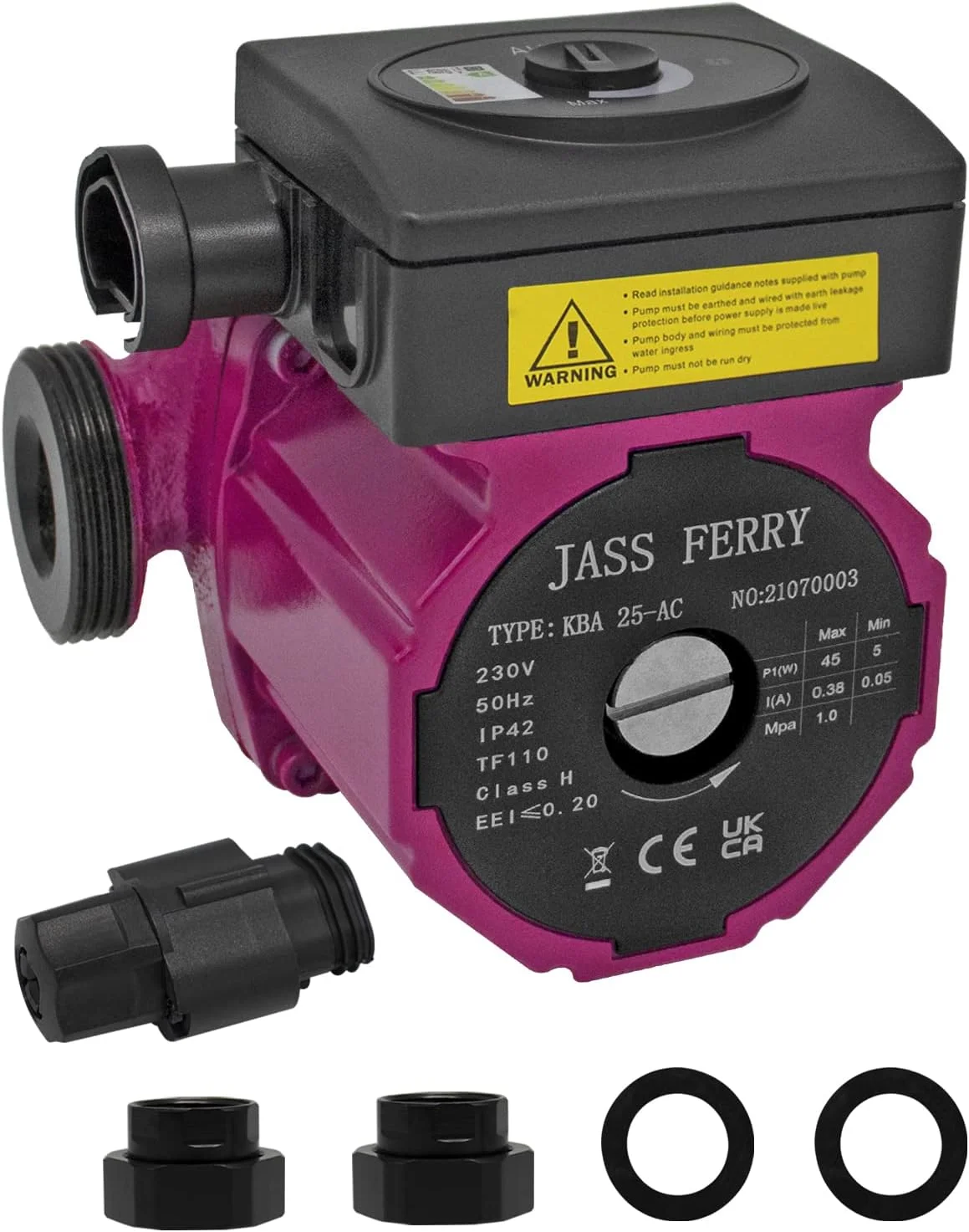 پمپ گرمایش مرکزی JASSFERRY سیستم گردش آب گرم با رتبه A، جایگزینی مستقیم 25-6/130 به جای 15/50-60