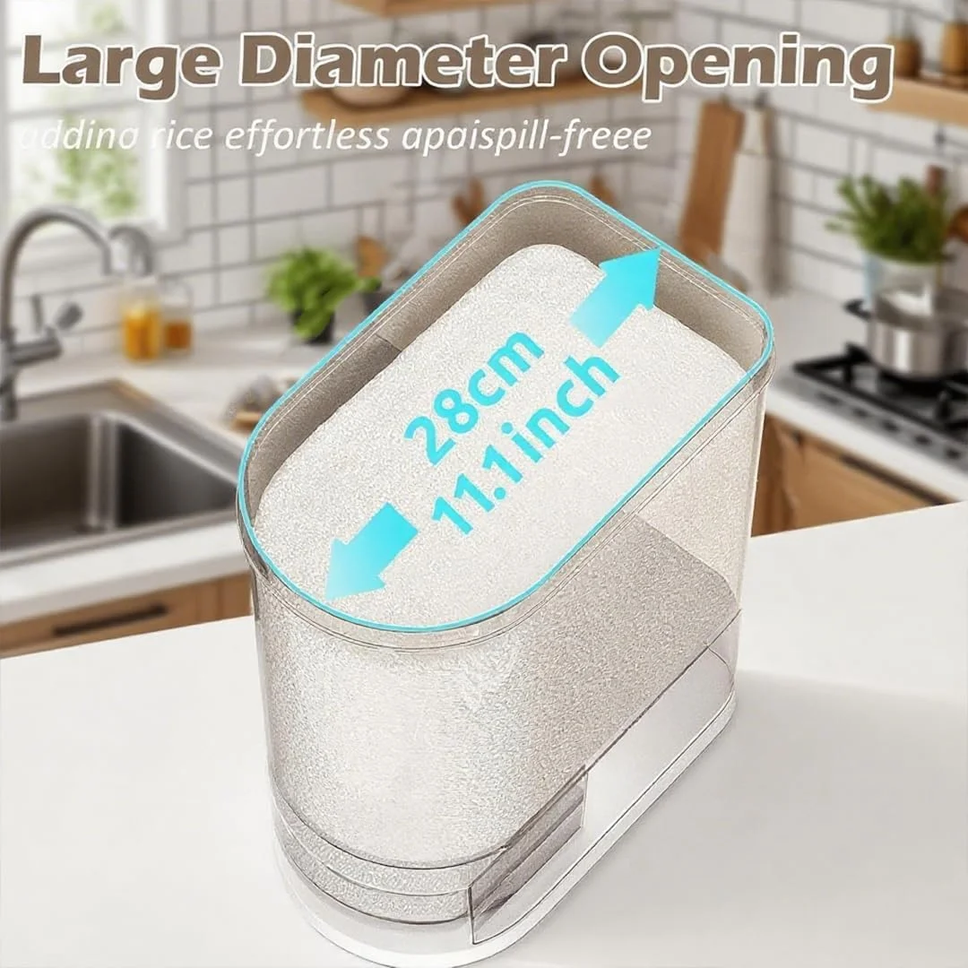 ظرف بزرگ پخش کننده برنج 10 کیلوگرمی LENND، سطل ذخیره سازی غلات و تنقلات با درب پیمانه دار، نگهدارنده ضد رطوبت خانگی آشپزخانه برای دانه سویا