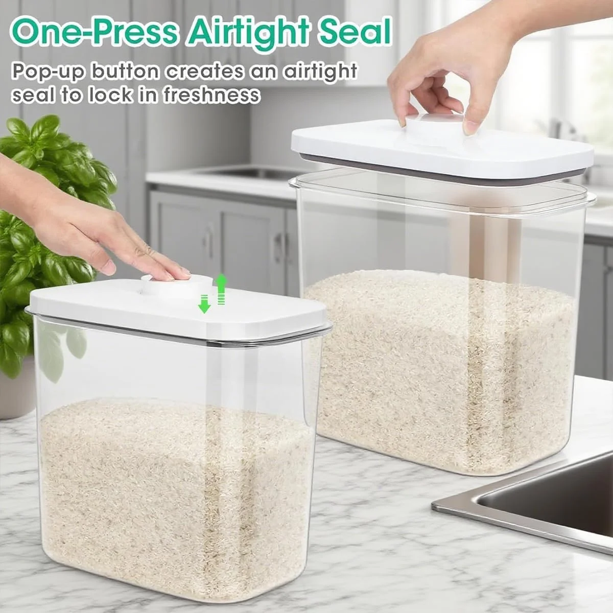 ظرف بزرگ برنج LENND با ظرفیت 10 کیلوگرم و دستگیره های حمل آسان - ظرف 12 لیتری نگهداری آرد با درب بازشو و قلاب آویز برای استفاده تمیزتر، سطل نگهداری مواد غذایی ضد هوا برای سازماندهی آشپزخانه ظرف بزرگ برنج LENND با ظرفیت 10 کیلوگرم و دستگیره های حمل آسان - ظرف 12 لیتری نگهداری آرد با درب بازشو و قلاب آویز برای استفاده تمیزتر، سطل نگهداری مواد غذایی ضد هوا برای سازماندهی آشپزخانه