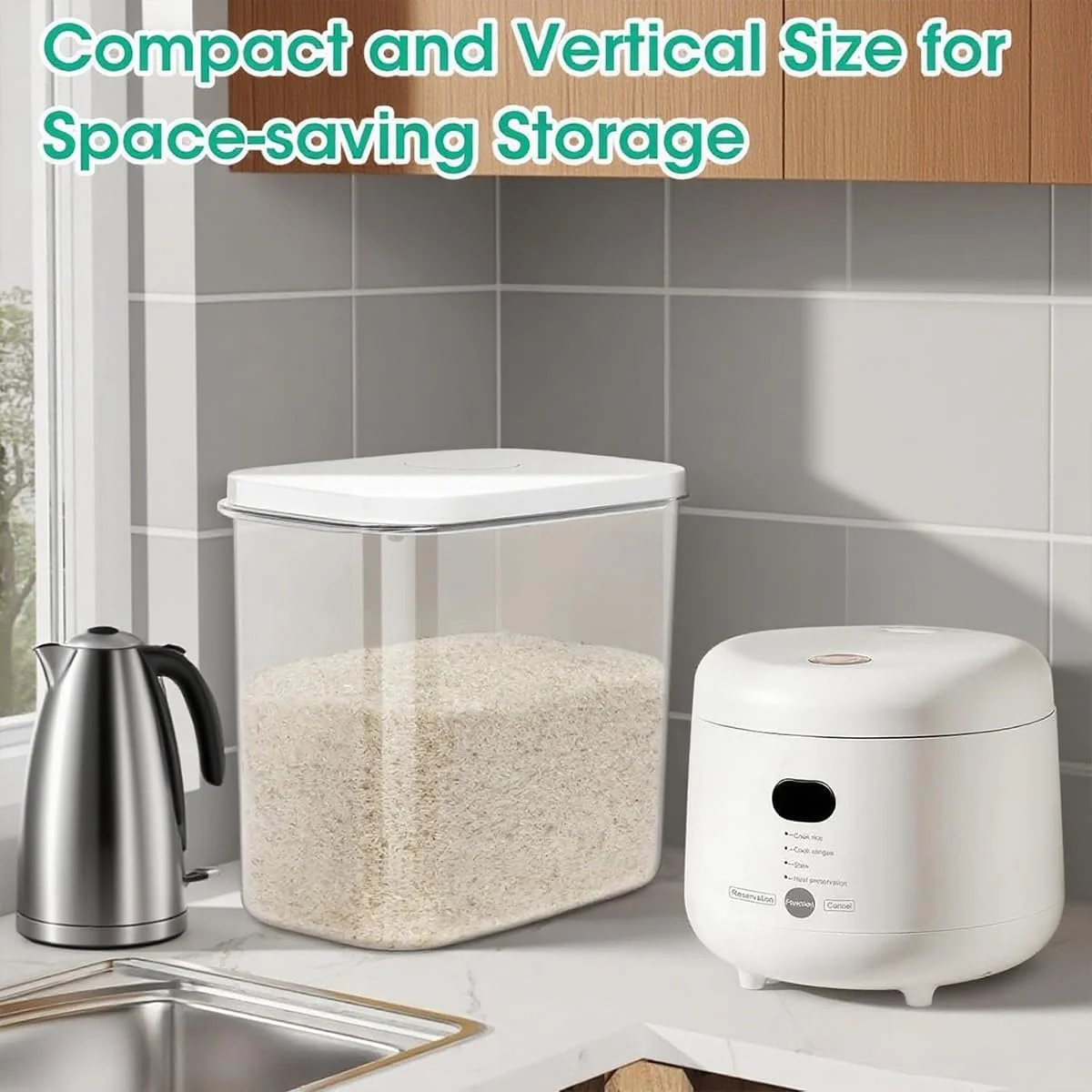 ظرف بزرگ برنج LENND با ظرفیت 10 کیلوگرم و دستگیره های حمل آسان - ظرف 12 لیتری نگهداری آرد با درب بازشو و قلاب آویز برای استفاده تمیزتر، سطل نگهداری مواد غذایی ضد هوا برای سازماندهی آشپزخانه ظرف بزرگ برنج LENND با ظرفیت 10 کیلوگرم و دستگیره های حمل آسان - ظرف 12 لیتری نگهداری آرد با درب بازشو و قلاب آویز برای استفاده تمیزتر، سطل نگهداری مواد غذایی ضد هوا برای سازماندهی آشپزخانه