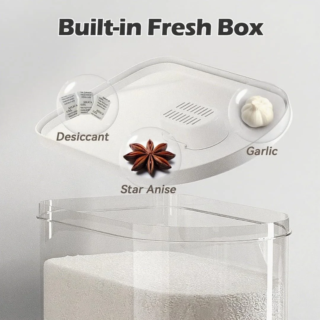 ظرف بزرگ پخش کننده برنج 10 کیلوگرمی LENND، سطل ذخیره سازی غلات و تنقلات با درب پیمانه دار، نگهدارنده ضد رطوبت خانگی آشپزخانه برای دانه سویا