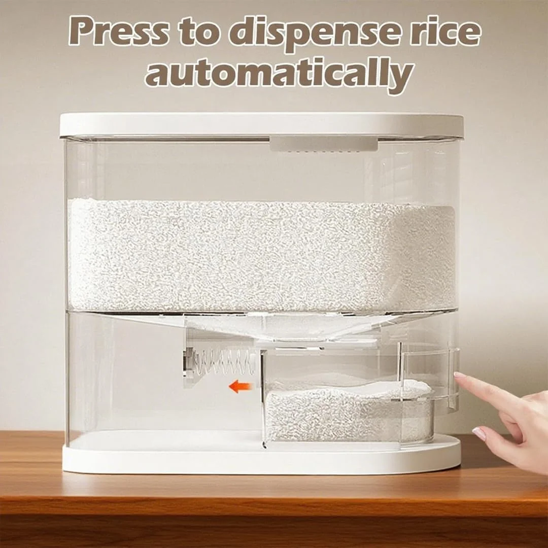 ظرف بزرگ پخش کننده برنج 10 کیلوگرمی LENND، سطل ذخیره سازی غلات و تنقلات با درب پیمانه دار، نگهدارنده ضد رطوبت خانگی آشپزخانه برای دانه سویا