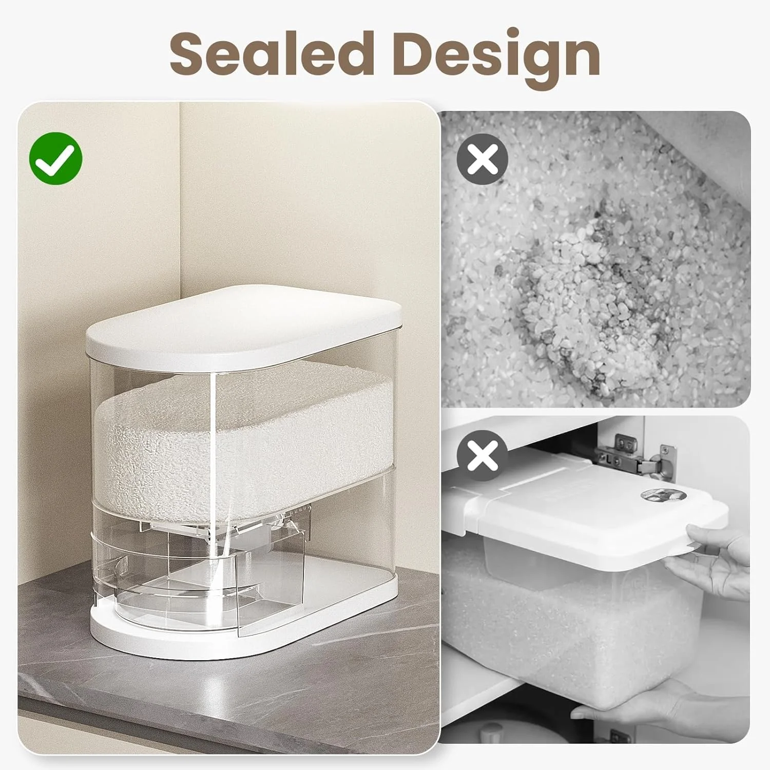 ظرف بزرگ نگهداری برنج 6 کیلویی به همراه پیمانه - ظرف نگهداری حبوبات و غلات ضد رطوبت و هوا برای آشپزخانه، سطل سازمان دهنده مواد غذایی خانگی برای برنج، لوبیا، تنقلات (سفید) ظرف بزرگ نگهداری برنج 6 کیلویی به همراه پیمانه - ظرف نگهداری حبوبات و غلات ضد رطوبت و هوا برای آشپزخانه، سطل سازمان دهنده مواد غذایی خانگی برای برنج، لوبیا، تنقلات (سفید)