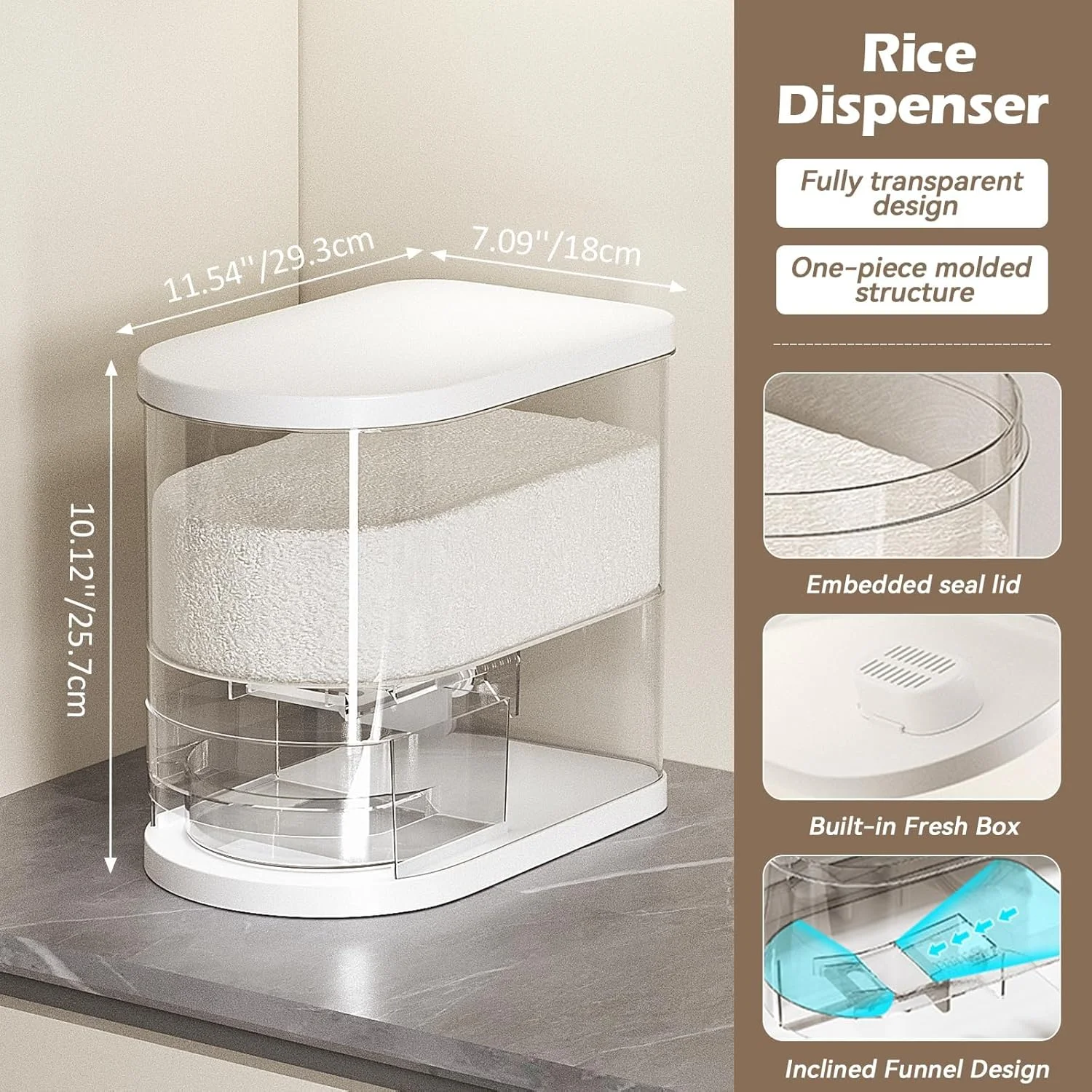 ظرف بزرگ نگهداری برنج 6 کیلویی به همراه پیمانه - ظرف نگهداری حبوبات و غلات ضد رطوبت و هوا برای آشپزخانه، سطل سازمان دهنده مواد غذایی خانگی برای برنج، لوبیا، تنقلات (سفید) ظرف بزرگ نگهداری برنج 6 کیلویی به همراه پیمانه - ظرف نگهداری حبوبات و غلات ضد رطوبت و هوا برای آشپزخانه، سطل سازمان دهنده مواد غذایی خانگی برای برنج، لوبیا، تنقلات (سفید)