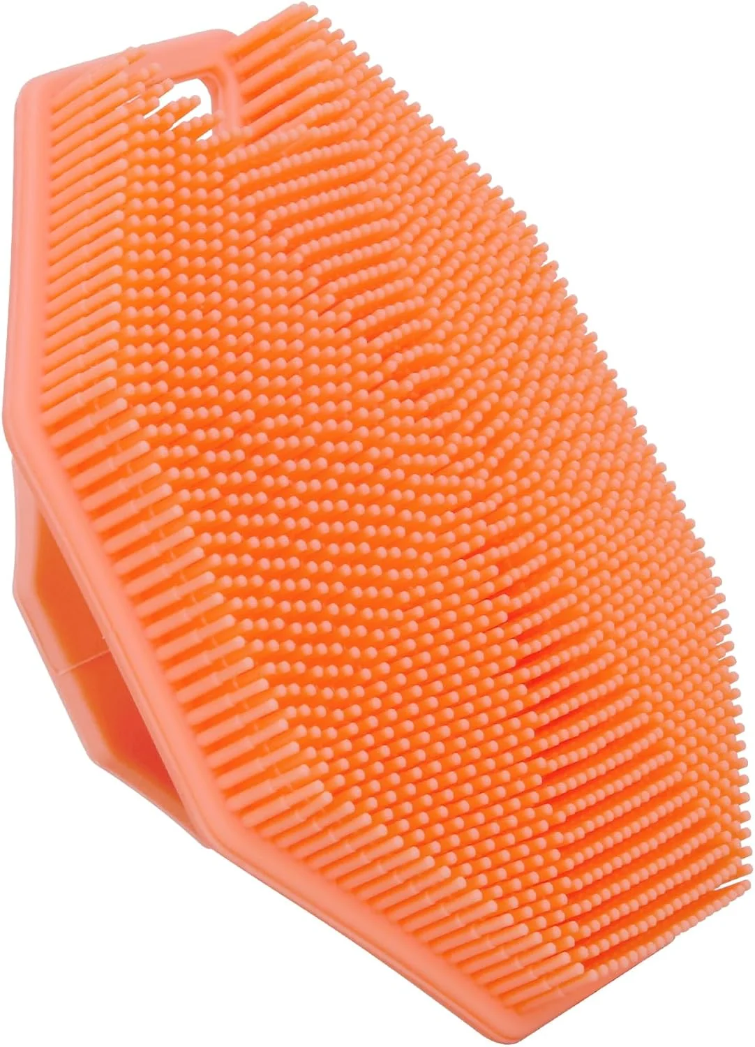 برس بدن سیلیکونی آلیویسان مناسب حمام به همراه قلاب و مکنده، برس ماساژ بدن [لایه برداری ملایم و ماساژ]، اسکرابر سیلیکونی بدن مناسب برای انواع پوست (نارنجی)