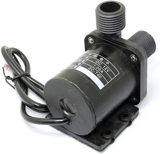 پمپ آب مغناطیسی مینی براشلس 12 ولت DC (مقاوم در برابر دمای بالا تا 100 درجه سانتیگراد) مدل ZC-T40 با رزوه