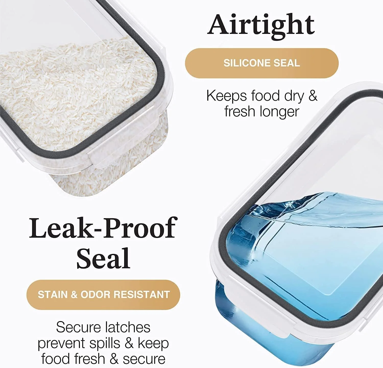 ظروف نگهداری مواد غذایی MahMir با درب برای سازماندهی آشپزخانه، ظروف پلاستیکی برای سازماندهی و نگهداری مواد غذایی در انبار، ظروف غلات، برنج، پاستا و آرد، بسته 7 عددی