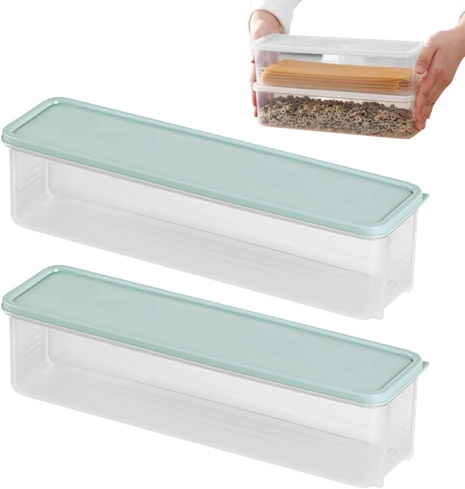 ظروف نگهداری مواد غذایی پینکه، 2 عددی، ظروف بادوام، سازمان دهنده یخچال قابل انباشت برای آشپزخانه، جعبه های نودل پلاستیکی، جعبه غذای ضد هوا، ظرف نگهداری تازه، آبی