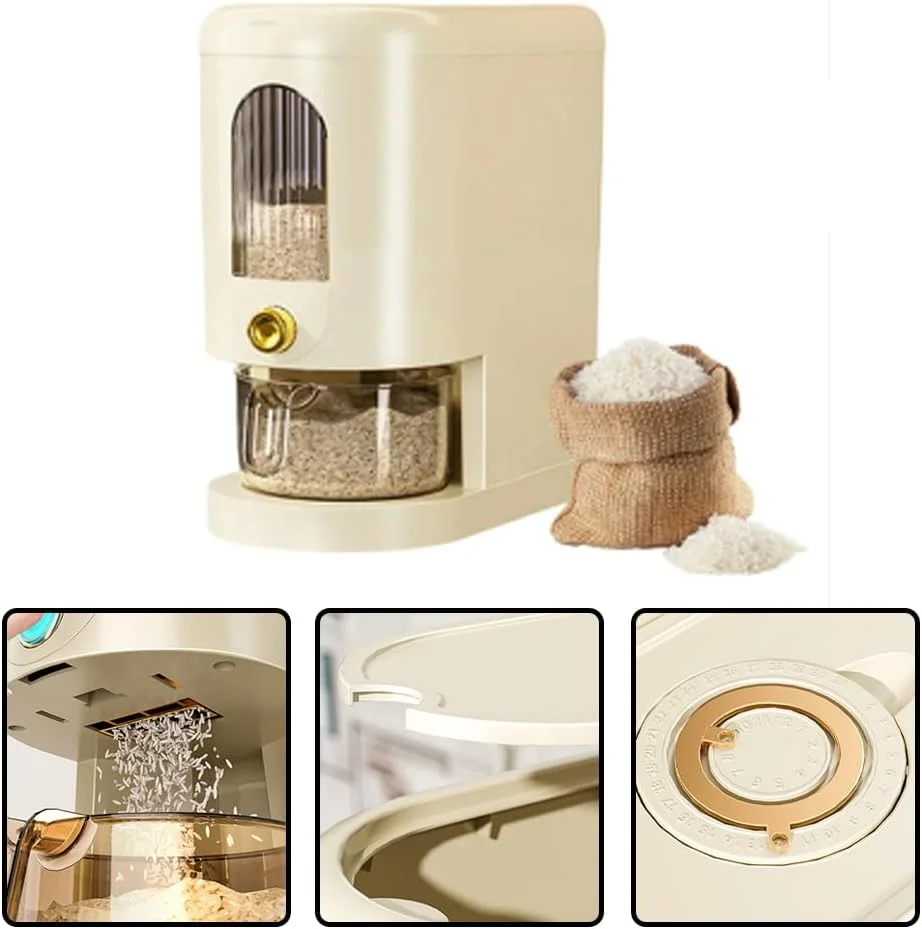 11 lbs Rice Dispenser, Rice Storage Container with Built-In Fresh Box and Time Recorder, BPA-Free Plastic for Flour, Nuts, Beans, Cereal, Pet Food - Easy-Pour Kitchen Organizer with Transparent Window 11 lbs Rice Dispenser, Rice Storage Container with Built-In Fresh Box and Time Recorder, BPA-Free Plastic for Flour, Nuts, Beans, Cereal, Pet Food - Easy-Pour Kitchen Organizer with Transparent Window