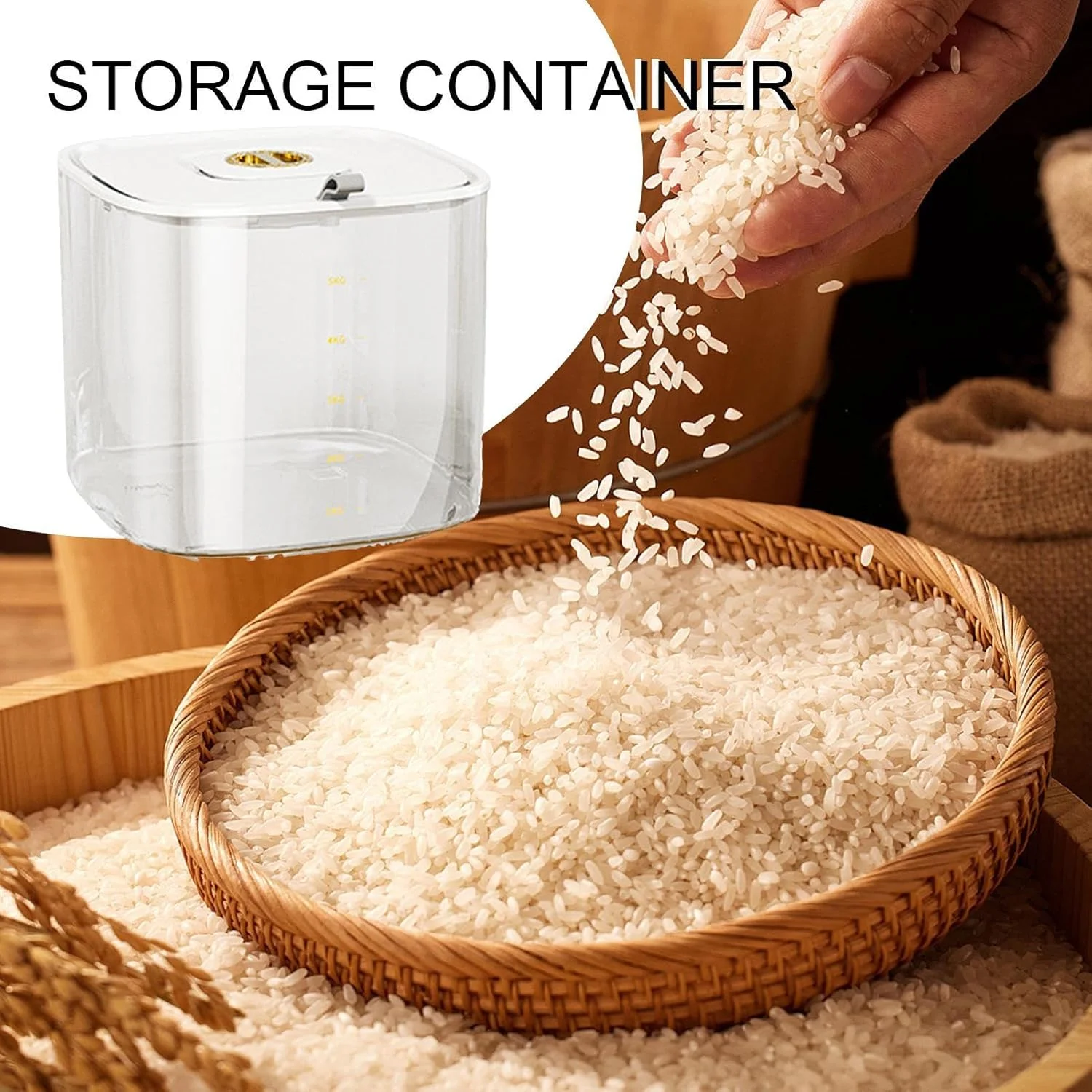 Rice Storage Container | Cereal Container Storage Bin Dispenser - Airtight Cereal Dry Food Storage Containers, Rice Bucket Rice Storage Tank for Grain