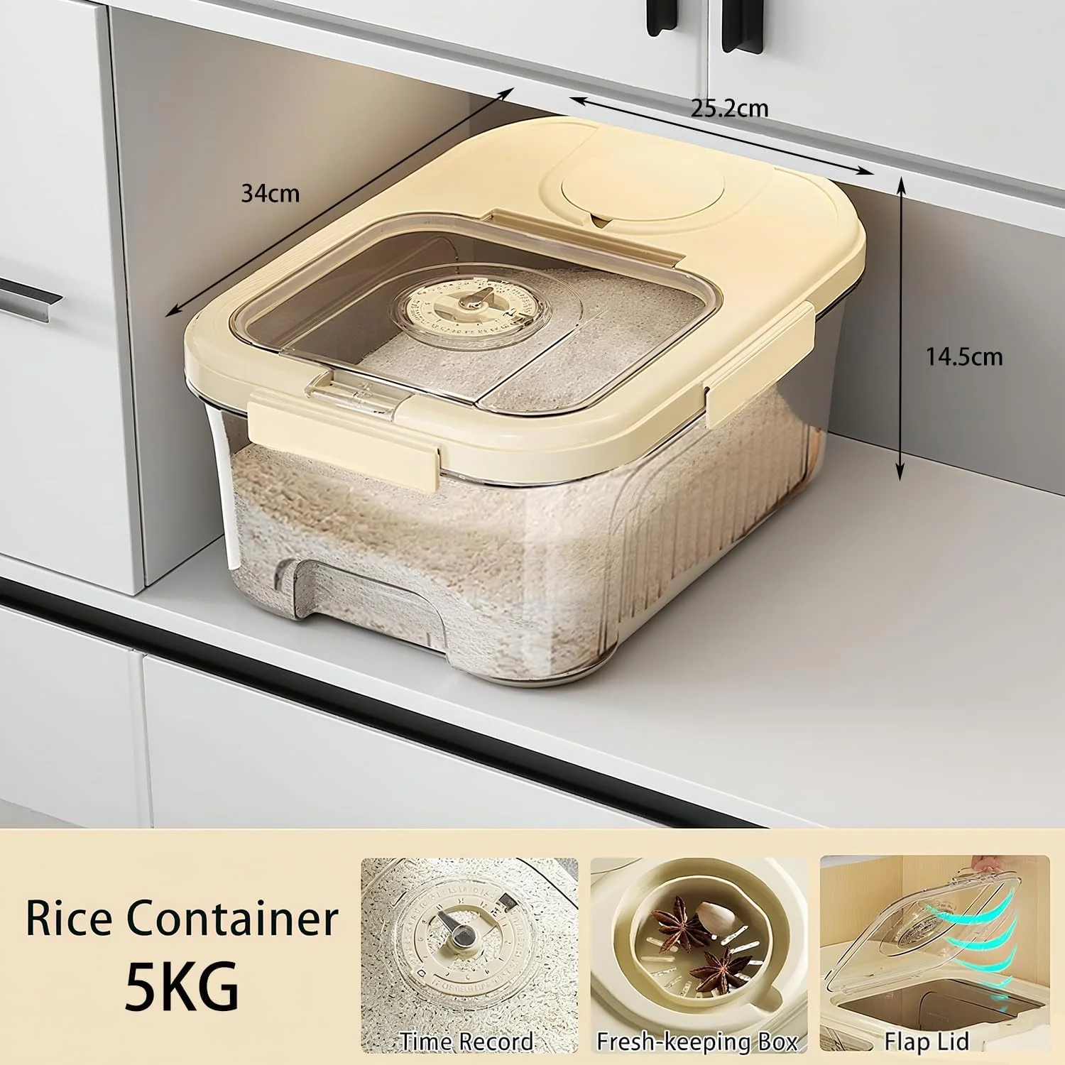 ظرف نگهداری برنج - مخزن آرد، ظرف غذای حیوانات خانگی، سطل نگهداری مواد غذایی خشک 5 کیلوگرمی/6.9 کوارت/11 پوندی با درب، فاقد BPA، دارای حلقه سیلیکونی و ضد رطوبت، سازمان دهنده آشپزخانه برای غلات/سودا/پاستا ظرف نگهداری برنج - مخزن آرد، ظرف غذای حیوانات خانگی، سطل نگهداری مواد غذایی خشک 5 کیلوگرمی/6.9 کوارت/11 پوندی با درب، فاقد BPA، دارای حلقه سیلیکونی و ضد رطوبت، سازمان دهنده آشپزخانه برای غلات/سودا/پاستا