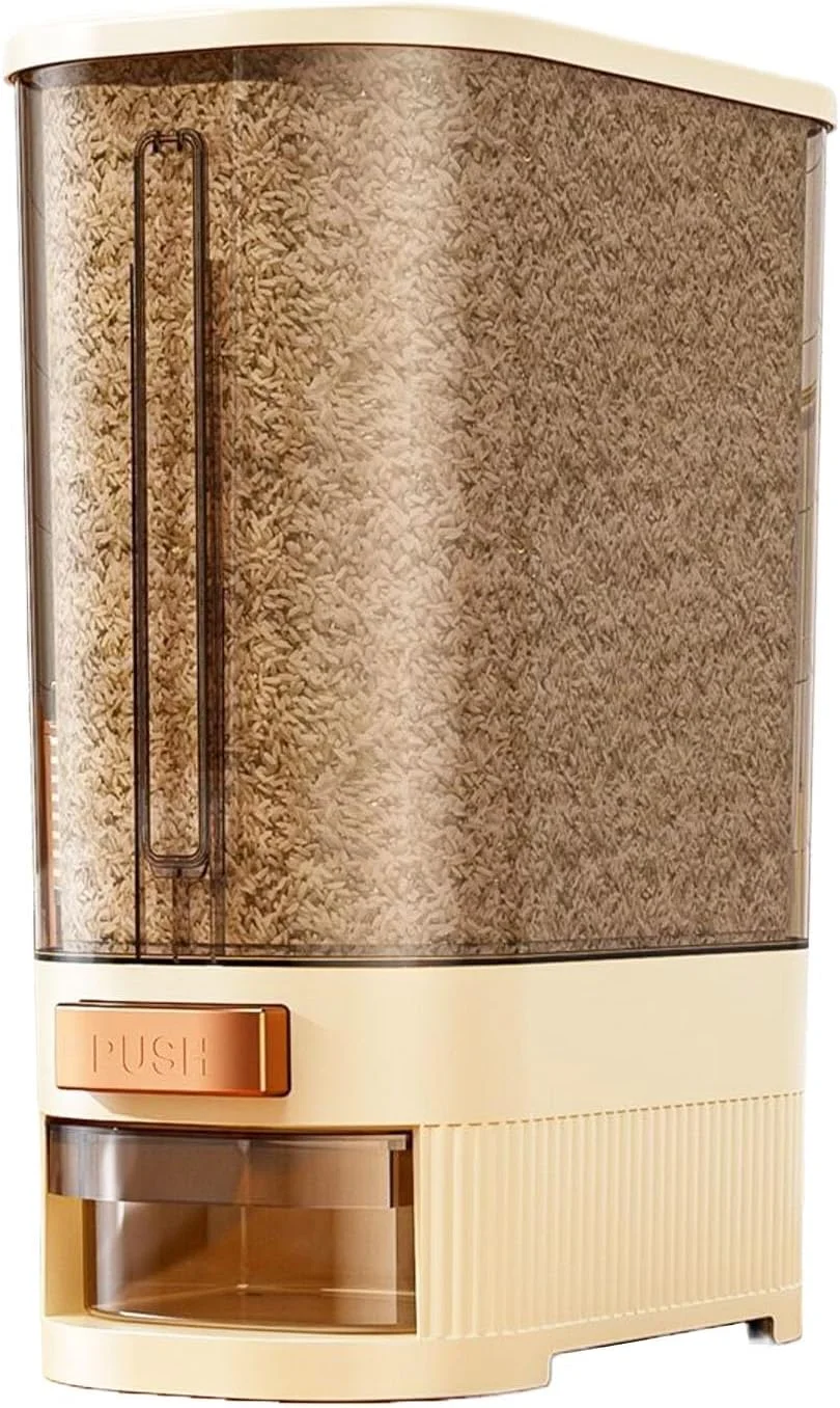 ظرف نگهداری برنج، مخزن غلات با درب، ظرف بزرگ برنج، سطل پخش کننده غلات ضد رطوبت برای آشپزخانه، مناسب برای دانه سویا، ذرت و جو دوسر، 11 کیلوگرم