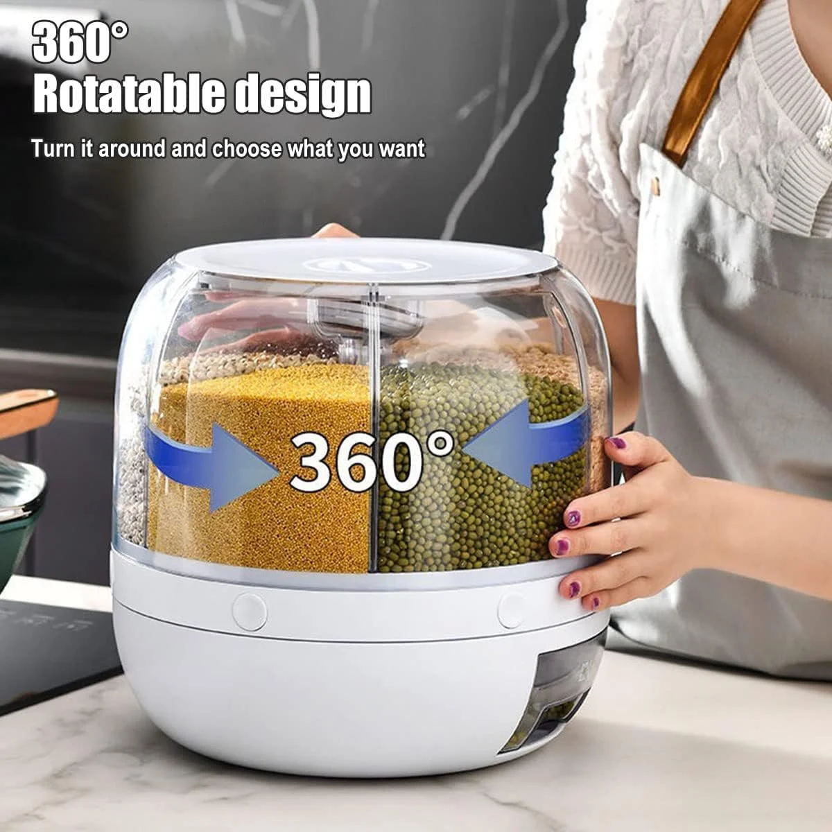 ظرف نگهداری غلات 6 قسمتی ROUNY و دستگاه پخش کننده چرخشی 360 درجه غلات، درب محکم خروجی برنج گرد تک کلیکی دستگاه پخش کننده مواد غذایی خشک، دستگاه پخش کننده برنج برای غلات، تنقلات، غذای سگ، دانه های قهوه ظرف نگهداری غلات 6 قسمتی ROUNY و دستگاه پخش کننده چرخشی 360 درجه غلات، درب محکم خروجی برنج گرد تک کلیکی دستگاه پخش کننده مواد غذایی خشک، دستگاه پخش کننده برنج برای غلات، تنقلات، غذای سگ، دانه های قهوه