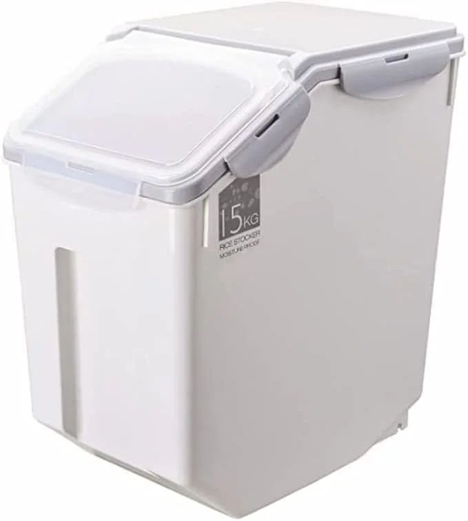 ظروف نگهداری برنج 2 عددی با درب - پلاستیک بدون BPA، بزرگ (15 کیلوگرم)
