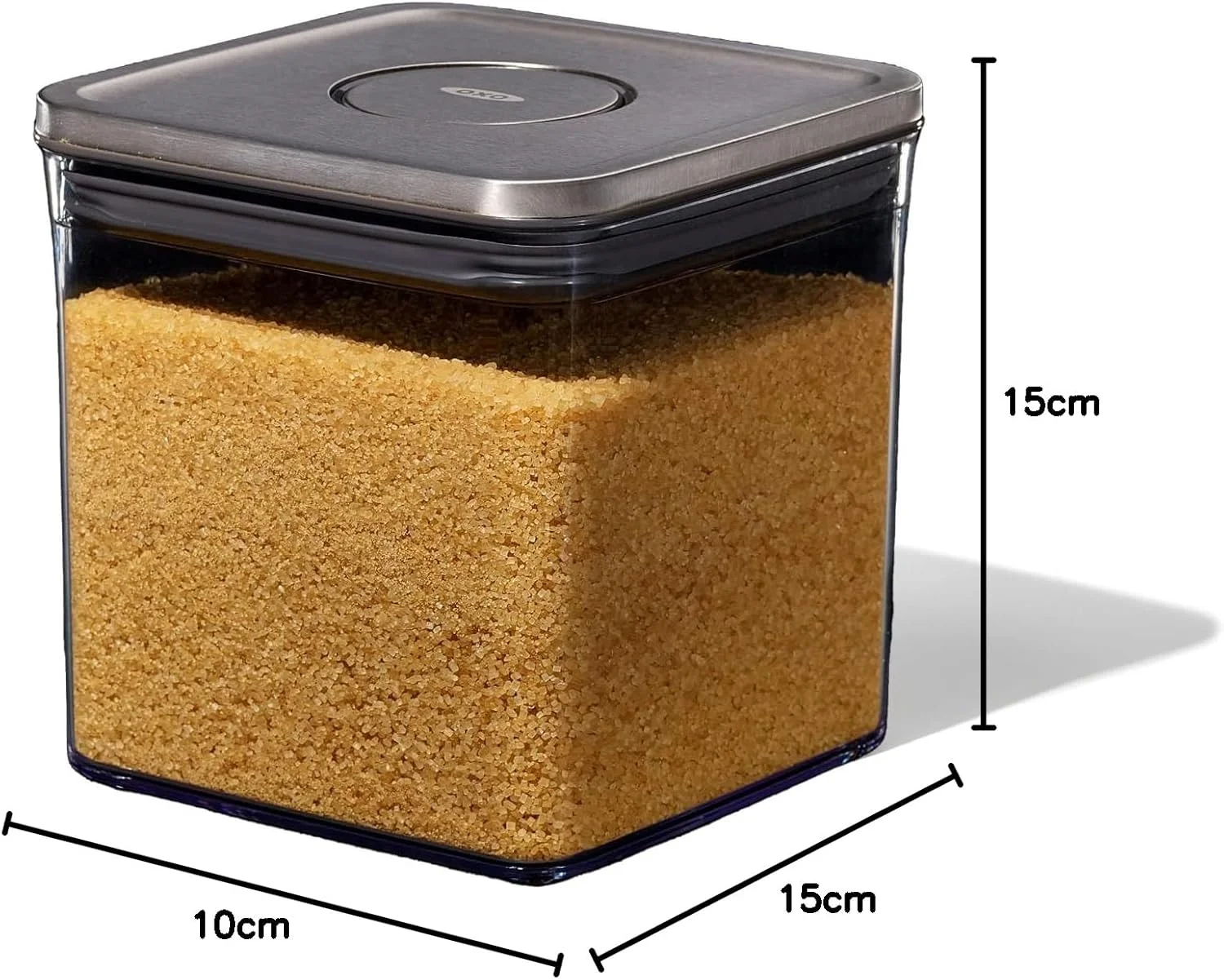 ظرف پاپ مربع بزرگ استیل OXO با حجم 2.6 لیتر