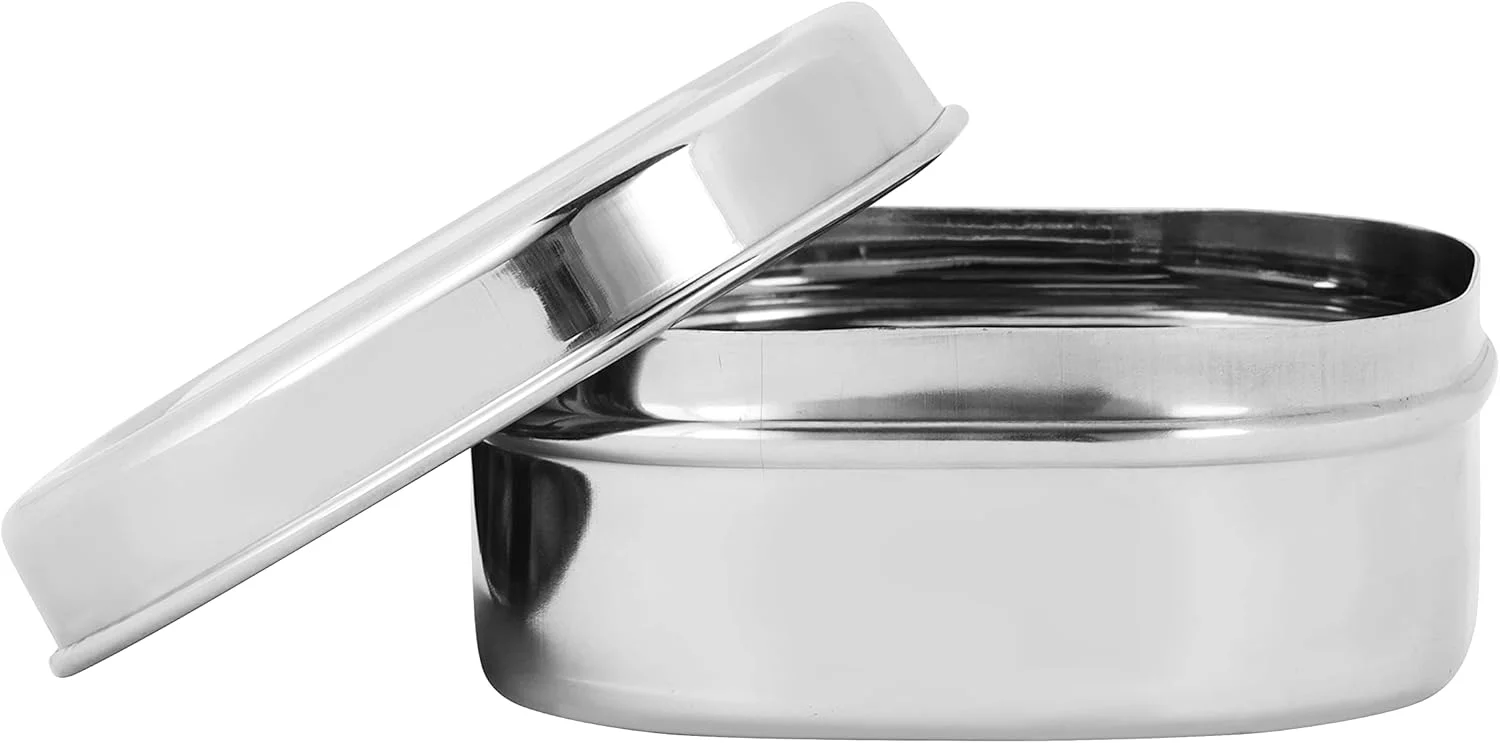 ظرف استیل مربع رویال فورد 10 سانتی متری مدل RF11701، ظرف درب دار برای تازه نگه داشتن غذا | طراحی جمع و جور و قابل حمل، ایده آل برای پوری، برنج، روتی | نقره ای