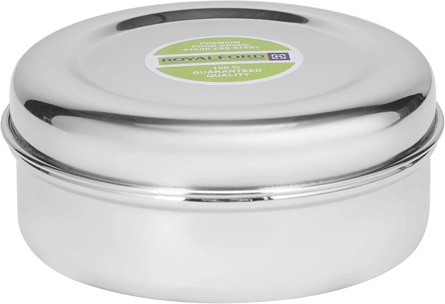 ظرف گرد استیل رویال فورد مدل RF11470، قطر 10 سانتی متر، کیفیت عالی، 100% مناسب مواد غذایی، فاقد BPA، ضد نشت، سایز بسیار کوچک
