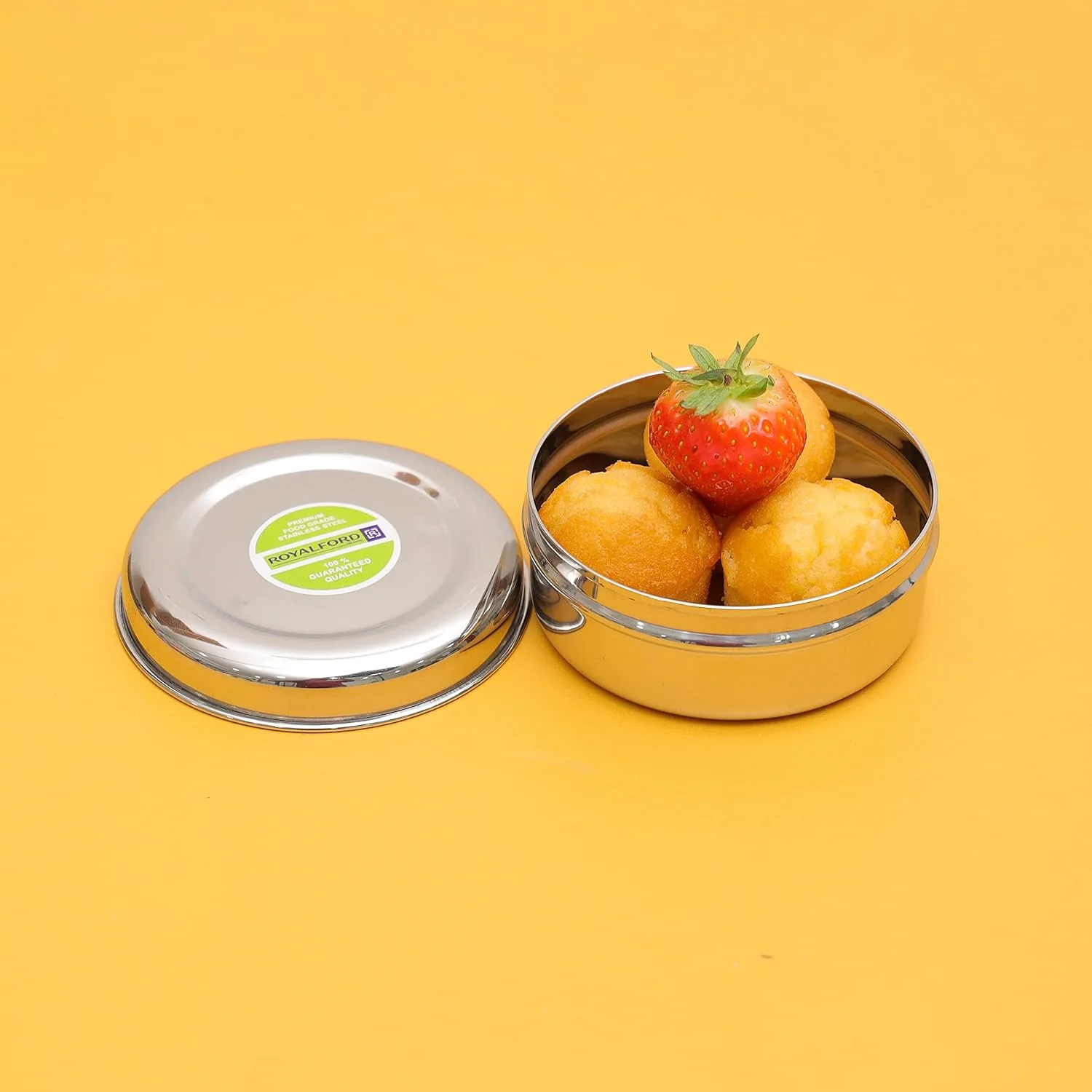 ظرف گرد استیل رویال فورد مدل RF11470، قطر 10 سانتی متر، کیفیت عالی، 100% مناسب مواد غذایی، فاقد BPA، ضد نشت، سایز بسیار کوچک ظرف گرد استیل رویال فورد مدل RF11470، قطر 10 سانتی متر، کیفیت عالی، 100% مناسب مواد غذایی، فاقد BPA، ضد نشت، سایز بسیار کوچک