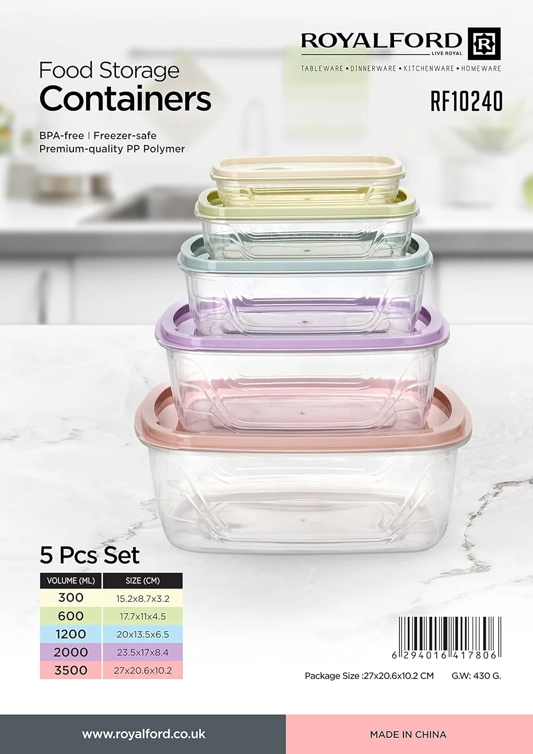 ظرف نگهداری غذا رویال فورد مدل RF10240 | پلیمر PP با کیفیت عالی | فاقد BPA | قابل استفاده در فریزر | دید شفاف کریستالی | درب ضد نشت | مناسب برای کار، مدرسه، مسافرت و موارد دیگر ظرف نگهداری غذا رویال فورد مدل RF10240 | پلیمر PP با کیفیت عالی | فاقد BPA | قابل استفاده در فریزر | دید شفاف کریستالی | درب ضد نشت | مناسب برای کار، مدرسه، مسافرت و موارد دیگر