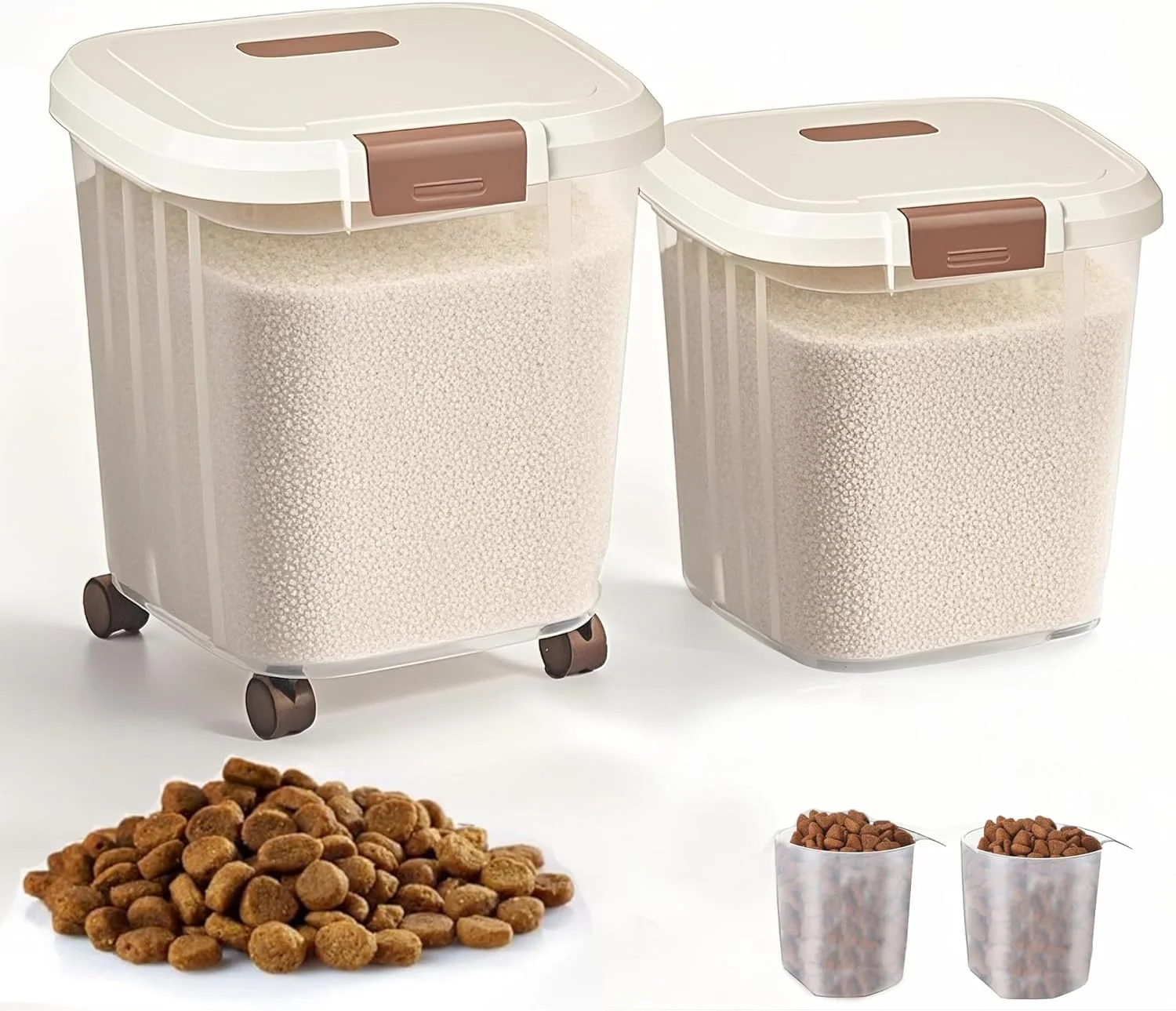 ظرف نگهداری برنج RUIAN، ظرف نگهداری غذای سگ 2 عددی (همراه با قاشق و چرخ) ظرف نگهداری برنج RUIAN، ظرف نگهداری غذای سگ 2 عددی (همراه با قاشق و چرخ)