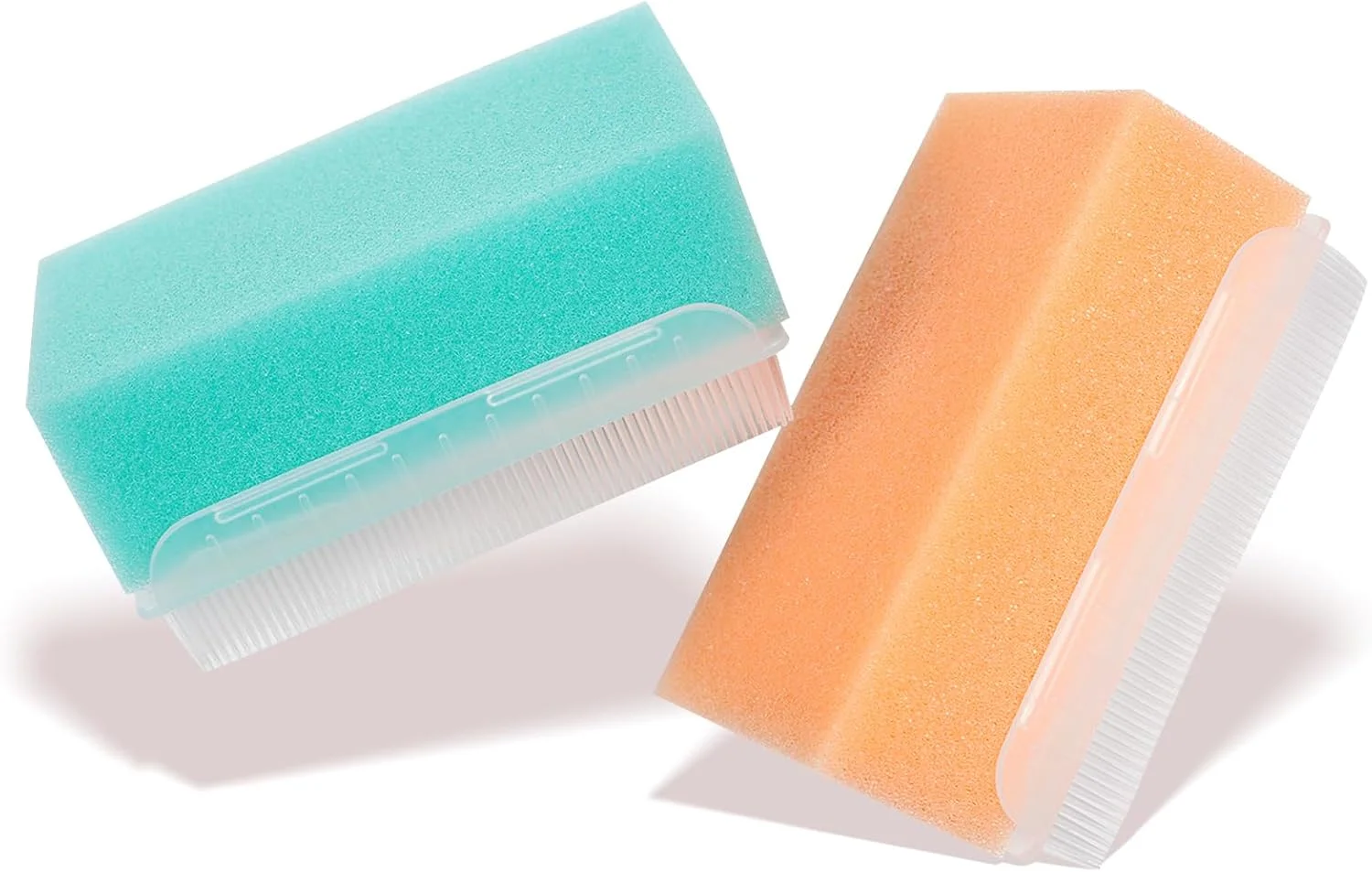 ست برس کلاه گهواره 2 عددی، اسفنج حمام کودک - برس و اسفنج 2 در 1 برای درمان پوست سر، درمان حسی و مراقبت در زمان حمام