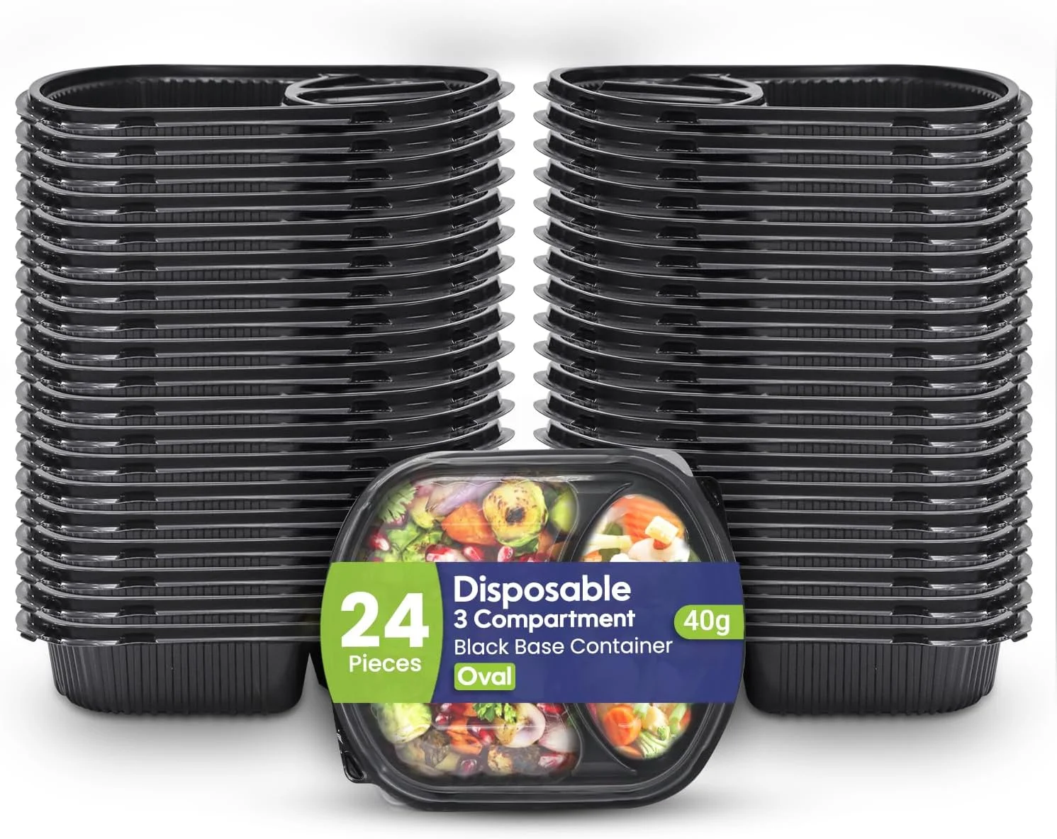 ظروف یکبار مصرف بسته بندی SNH، بسته 24 عددی، بیضی شکل، پایه مشکی، مناسب برای آماده سازی غذا با درب – 3 محفظه، قابل استفاده در مایکروویو، فریزر و ماشین ظرفشویی، جعبه های نگهداری مواد غذایی ضد نشت ظروف یکبار مصرف بسته بندی SNH، بسته 24 عددی، بیضی شکل، پایه مشکی، مناسب برای آماده سازی غذا با درب – 3 محفظه، قابل استفاده در مایکروویو، فریزر و ماشین ظرفشویی، جعبه های نگهداری مواد غذایی ضد نشت