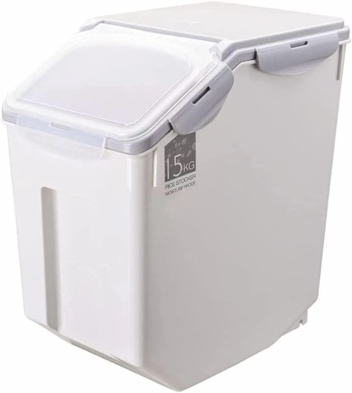 Pet Food Storage Barrel, Pet Cat Food Barrel Grain Storage Damp-Proof Dog Feeder Sealed Feed Fresh Box with Measuring Cup(15kg Large)