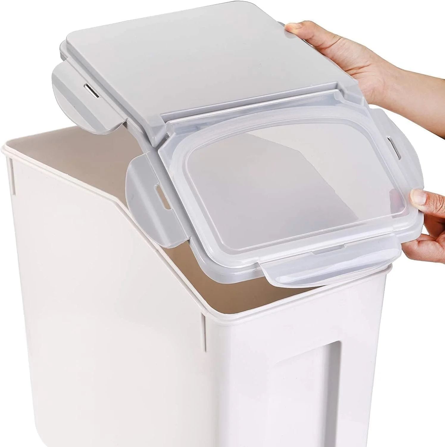 Pet Food Storage Barrel, Pet Cat Food Barrel Grain Storage Damp-Proof Dog Feeder Sealed Feed Fresh Box with Measuring Cup(15kg Large)