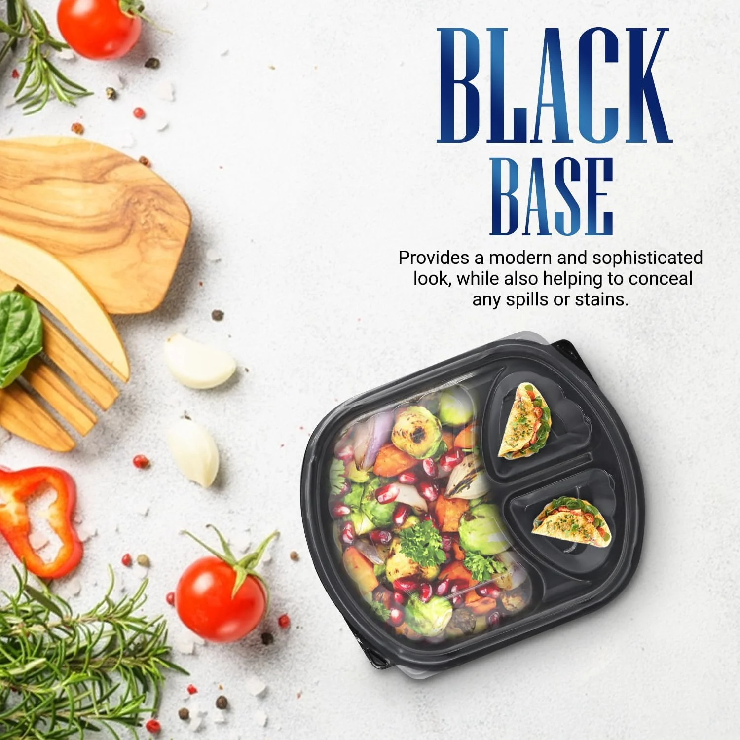 ظروف یکبار مصرف بسته بندی SNH، بسته 24 عددی، بیضی شکل، پایه مشکی، مناسب برای آماده سازی غذا با درب – 3 محفظه، قابل استفاده در مایکروویو، فریزر و ماشین ظرفشویی، جعبه های نگهداری مواد غذایی ضد نشت ظروف یکبار مصرف بسته بندی SNH، بسته 24 عددی، بیضی شکل، پایه مشکی، مناسب برای آماده سازی غذا با درب – 3 محفظه، قابل استفاده در مایکروویو، فریزر و ماشین ظرفشویی، جعبه های نگهداری مواد غذایی ضد نشت