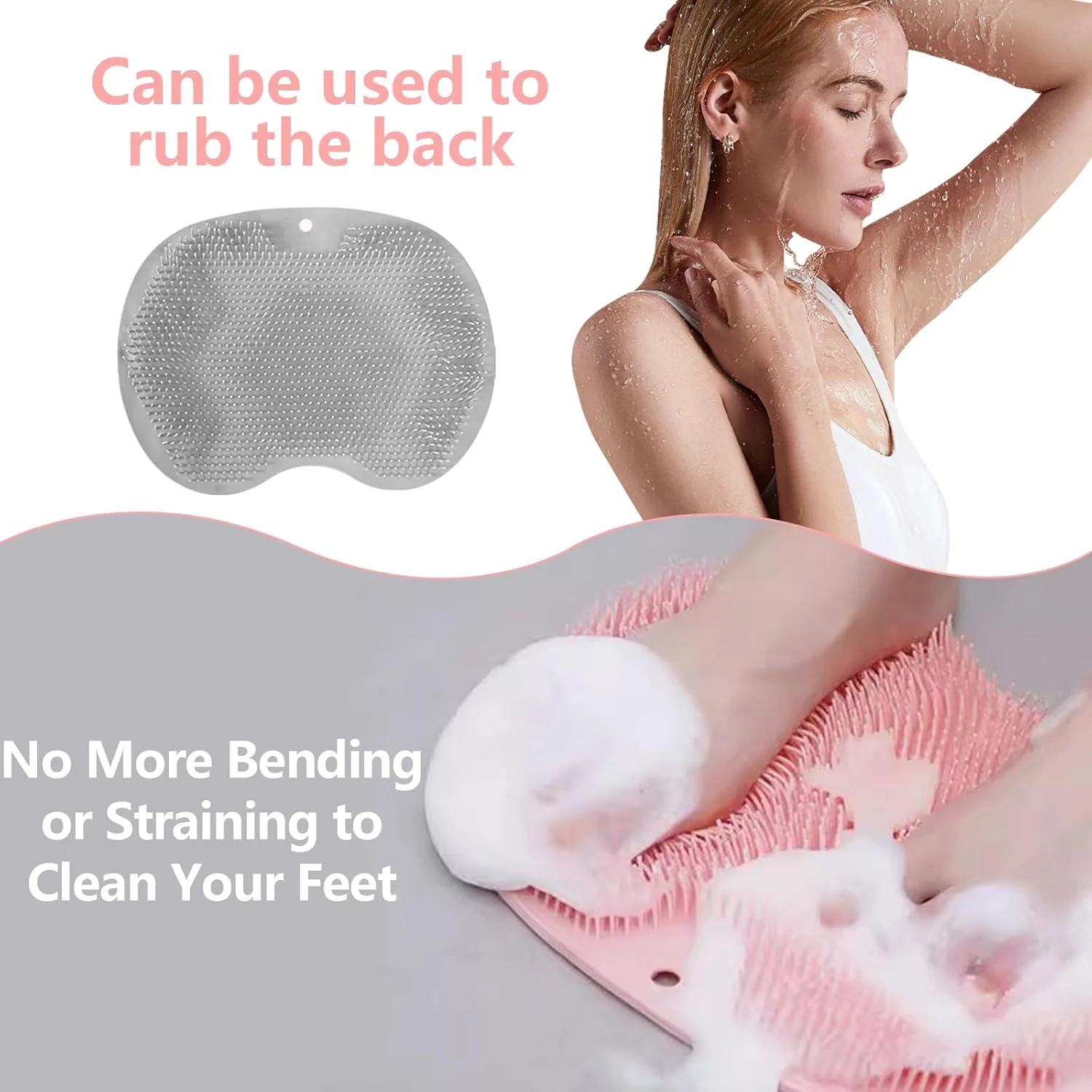 پد اسکرابر پا دوش 2 عددی - پد شستشوی لایه بردار دیواری با فنجان های مکش برای از بین بردن پینه، از بین برنده پوست مرده، برس ماساژ پشت شوی｜اسکرابر بدن برای مردان و زنان