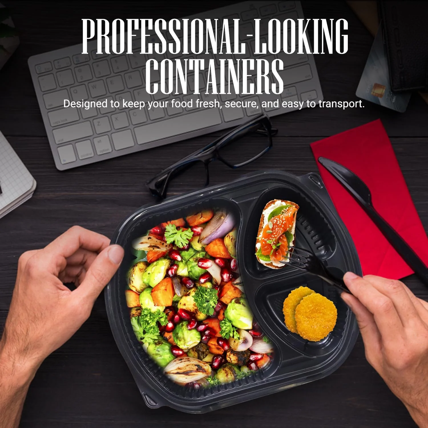 ظروف یکبار مصرف بسته بندی SNH، بسته 24 عددی، بیضی شکل، پایه مشکی، مناسب برای آماده سازی غذا با درب – 3 محفظه، قابل استفاده در مایکروویو، فریزر و ماشین ظرفشویی، جعبه های نگهداری مواد غذایی ضد نشت ظروف یکبار مصرف بسته بندی SNH، بسته 24 عددی، بیضی شکل، پایه مشکی، مناسب برای آماده سازی غذا با درب – 3 محفظه، قابل استفاده در مایکروویو، فریزر و ماشین ظرفشویی، جعبه های نگهداری مواد غذایی ضد نشت