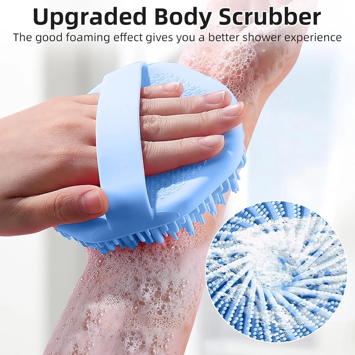 ست اسکرابر سیلیکونی بدن 3 عددی - برس های لایه بردار حمام، اسکرابر پا برای آقایان و بانوان، پشت ضد میکروبی با برس پاک کننده پوست دستی، کف کننده خوب برای انواع پوست