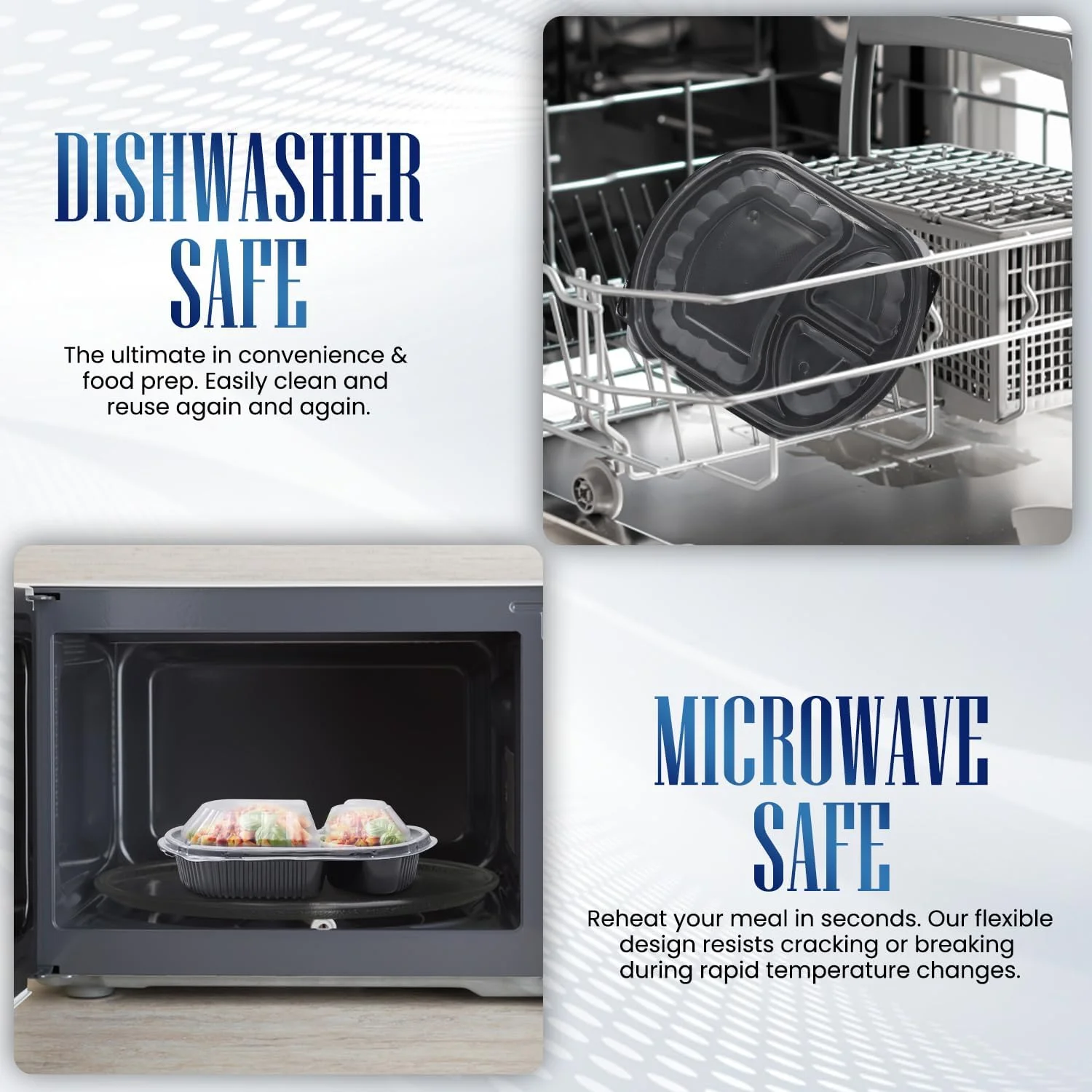 ظروف یکبار مصرف بسته بندی SNH، بسته 24 عددی، بیضی شکل، پایه مشکی، مناسب برای آماده سازی غذا با درب – 3 محفظه، قابل استفاده در مایکروویو، فریزر و ماشین ظرفشویی، جعبه های نگهداری مواد غذایی ضد نشت ظروف یکبار مصرف بسته بندی SNH، بسته 24 عددی، بیضی شکل، پایه مشکی، مناسب برای آماده سازی غذا با درب – 3 محفظه، قابل استفاده در مایکروویو، فریزر و ماشین ظرفشویی، جعبه های نگهداری مواد غذایی ضد نشت