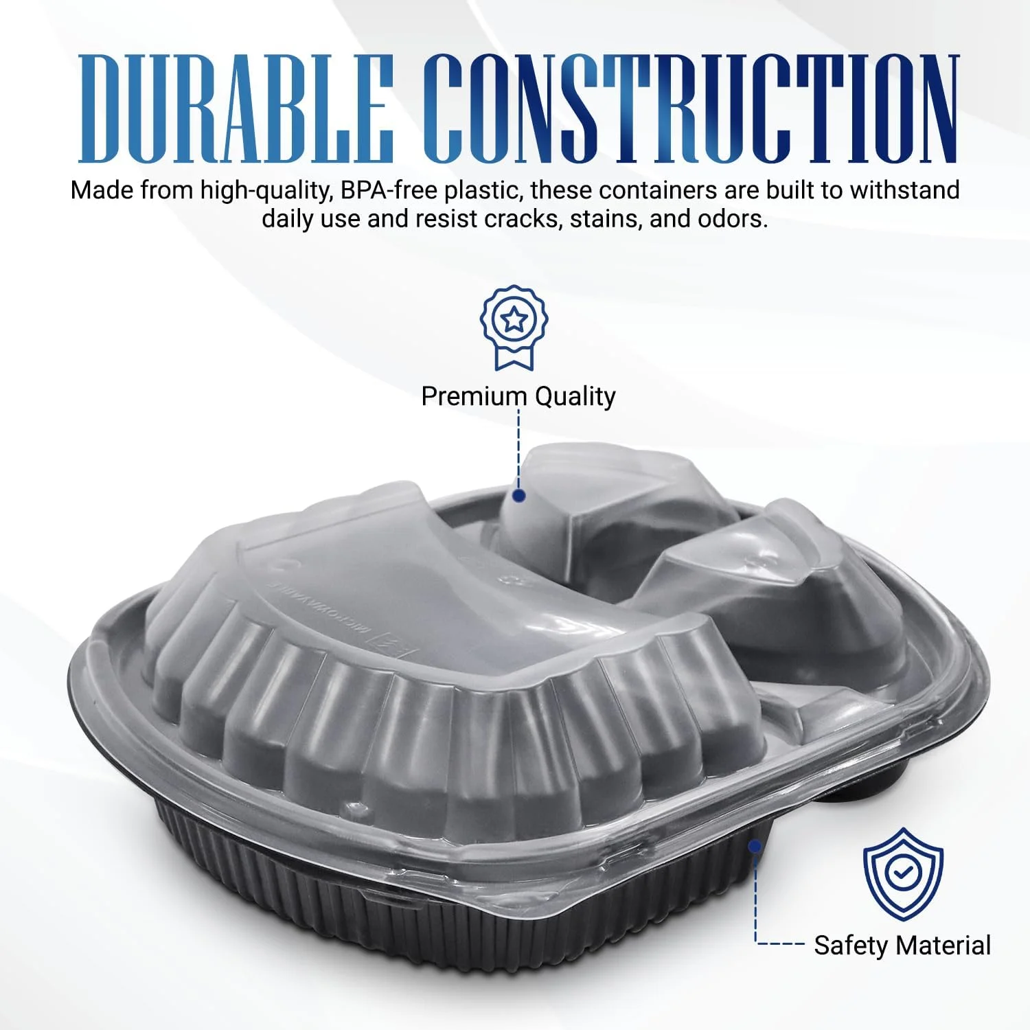 ظروف یکبار مصرف بسته بندی SNH، بسته 24 عددی، بیضی شکل، پایه مشکی، مناسب برای آماده سازی غذا با درب – 3 محفظه، قابل استفاده در مایکروویو، فریزر و ماشین ظرفشویی، جعبه های نگهداری مواد غذایی ضد نشت ظروف یکبار مصرف بسته بندی SNH، بسته 24 عددی، بیضی شکل، پایه مشکی، مناسب برای آماده سازی غذا با درب – 3 محفظه، قابل استفاده در مایکروویو، فریزر و ماشین ظرفشویی، جعبه های نگهداری مواد غذایی ضد نشت