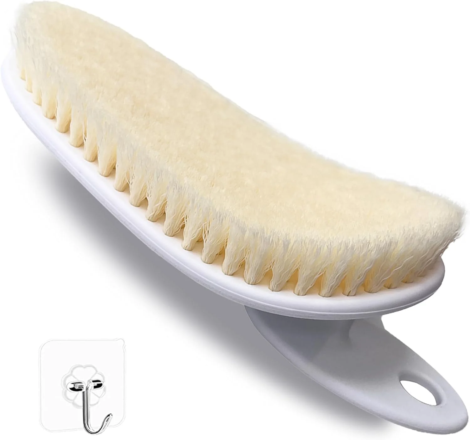 برس بدن شوی، برس شوی چانفان با طراحی منحنی ضد لغزش، تماس پوستی بزرگ، نیروی قوی تر با موهای سفت و نرم، برس دوش حمام مرطوب یا خشک - سفید