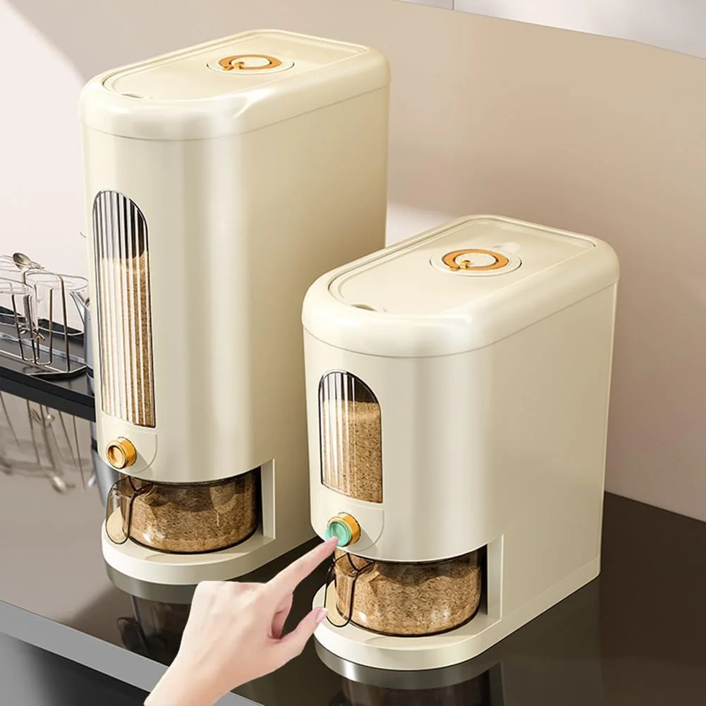 ظرف نگهداری برنج TAME، ظرف بزرگ برنج با درب، ظرف نگهداری برنج با پیمانه اندازه گیری، ظرف پخش کننده مواد غذایی، ظرف نگهداری غلات، سطل برنج خانگی (20 لیتر / 10 کیلوگرم)