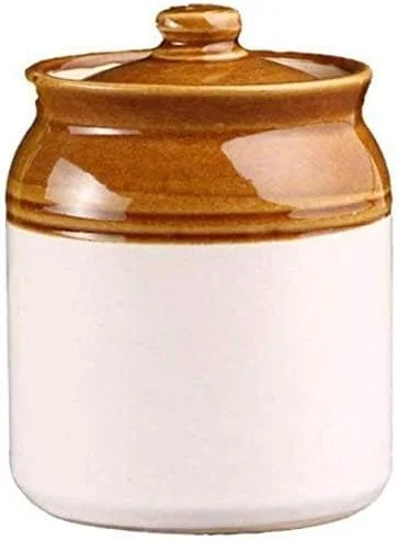 ظروف سرامیکی ترشی WHOLELIFEOBJECTS برای میز غذاخوری با درب و نگهدارنده | آچار هندی | ظروف سرامیکی برای نگهداری در آشپزخانه و میز غذاخوری، تک عددی - متوسط (500 میلی لیتر)