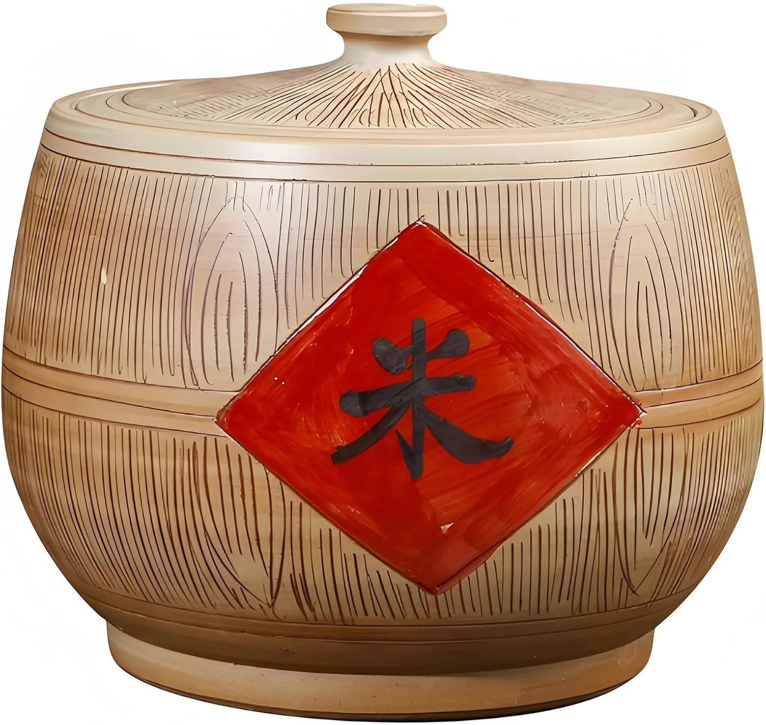 YQMHEZ Ceramic Rice Bucket, Food Storage Container with Airtight Lid, Kitchen Rice Storage Container, China Ceramic Rice Cylinder, Coffee Beans Ceramic Storage Jars(15kg)