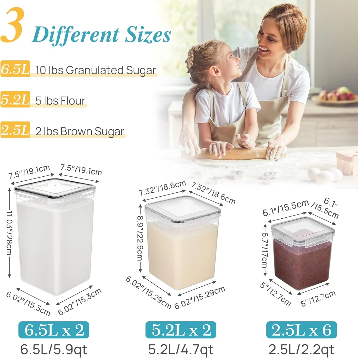 ظروف نگهداری آرد و شکر Vtopmart شامل 10 عدد (2 عدد 6.5 لیتری + 2 عدد 5.2 لیتری + 6 عدد 2.5 لیتری)، ظروف بزرگ نگهداری مواد غذایی درب دار و هوا بند مناسب آشپزخانه، سازماندهی کابینت، فاقد BPA، مشکی ظروف نگهداری آرد و شکر Vtopmart شامل 10 عدد (2 عدد 6.5 لیتری + 2 عدد 5.2 لیتری + 6 عدد 2.5 لیتری)، ظروف بزرگ نگهداری مواد غذایی درب دار و هوا بند مناسب آشپزخانه، سازماندهی کابینت، فاقد BPA، مشکی
