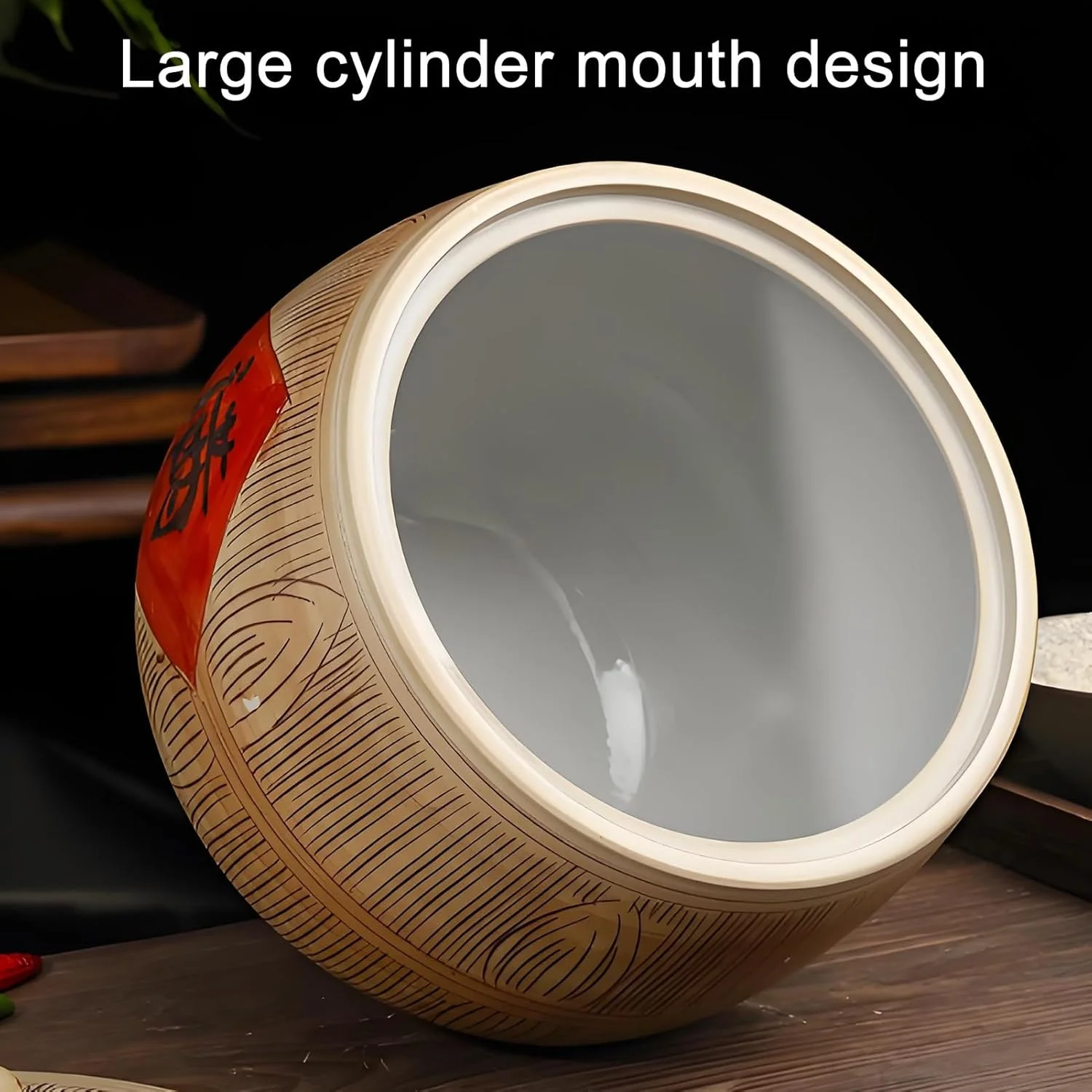 YQMHEZ Ceramic Rice Bucket, Food Storage Container with Airtight Lid, Kitchen Rice Storage Container, China Ceramic Rice Cylinder, Coffee Beans Ceramic Storage Jars(15kg)