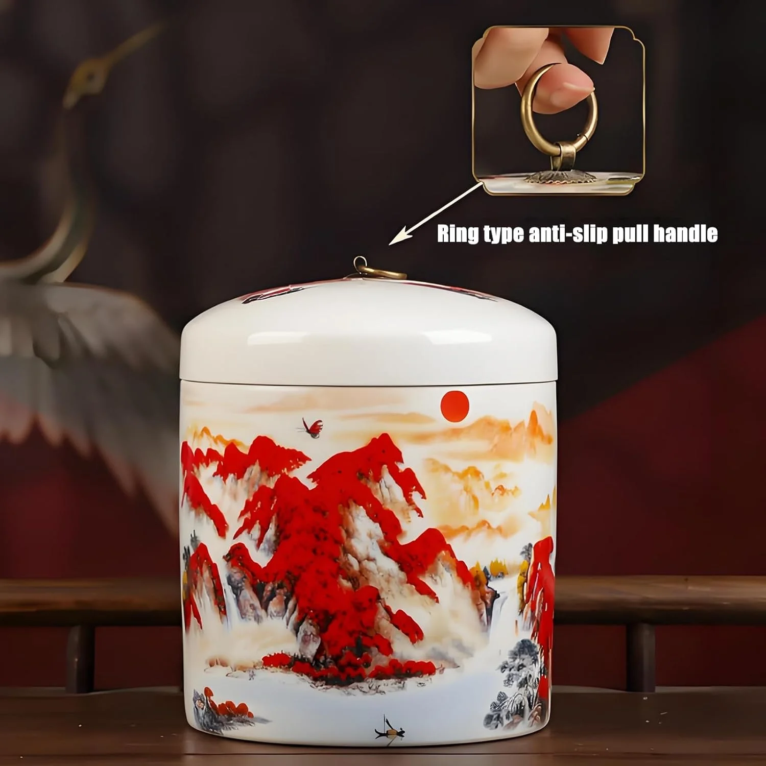 YQMHEZ Ceramic Rice Bucket, Ceramic Rice Container, Home Food Storage Containe, Large-Capacity Rice Storage Container with Lid, for Spice, Sugar, Nuts, Tea(5kg A)