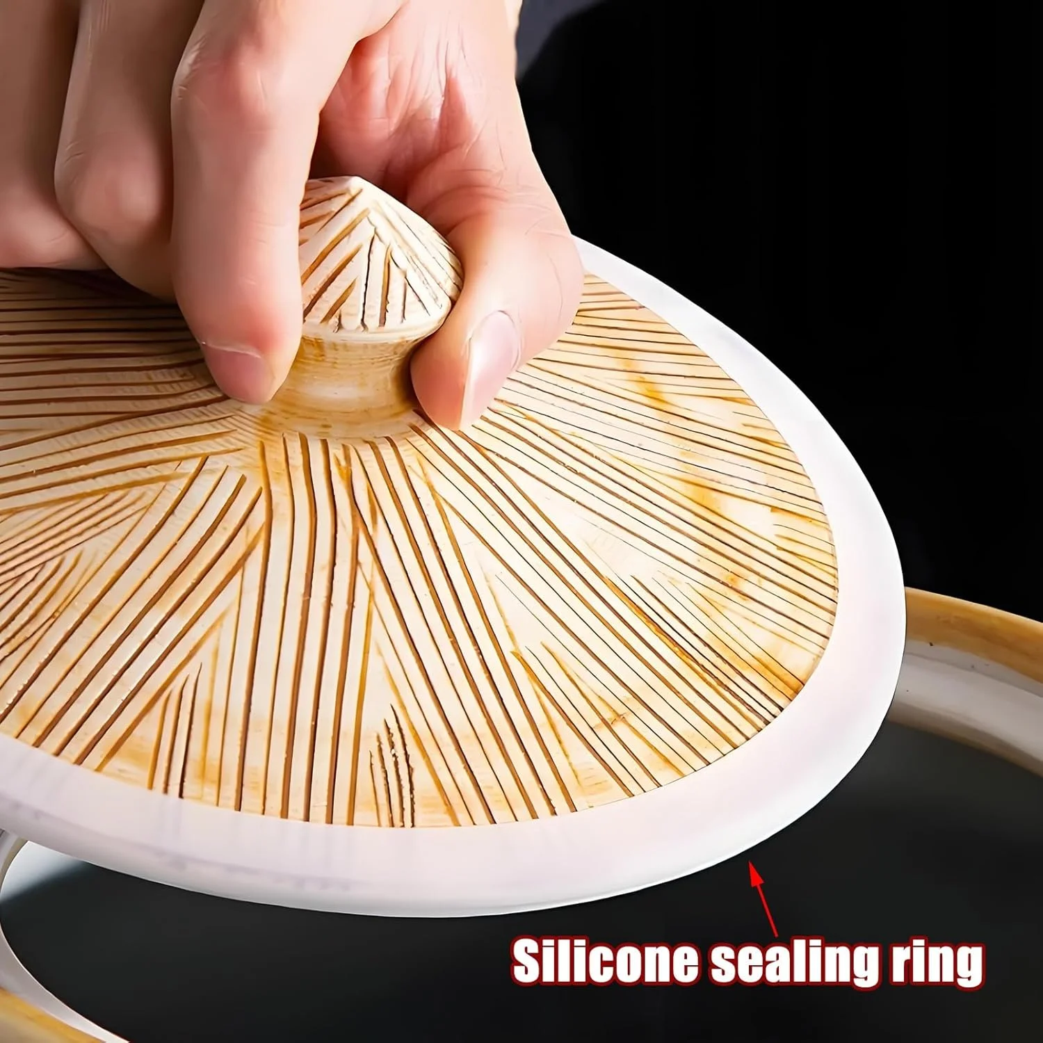 ظرف برنج سرامیکی YQMHEZ، ظرف کلاسیک برنج، ظرف نگهداری آشپزخانه با درب، ظرف نگهداری غلات، برنج، حبوبات، ذرت، گندم، جو دوسر (طرح چوب C، 15 کیلوگرم)