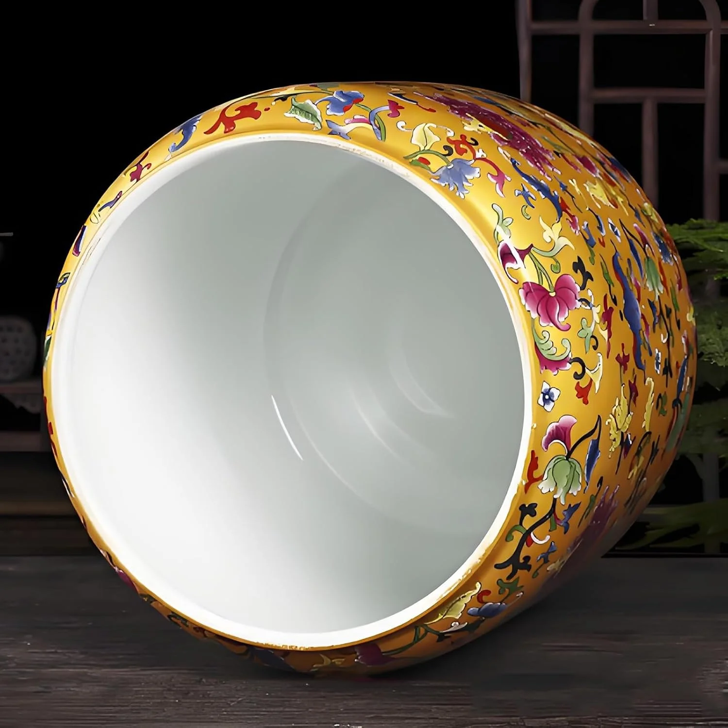 ظرف برنج سرامیکی YQMHEZ، ظرف نگهداری برنج با درب محکم، ظرف نگهداری مواد غذایی برای آبنبات، کلوچه، آرد، برنج، غلات، استوانه سرامیکی برنج (طلایی A، 6 کیلوگرم)